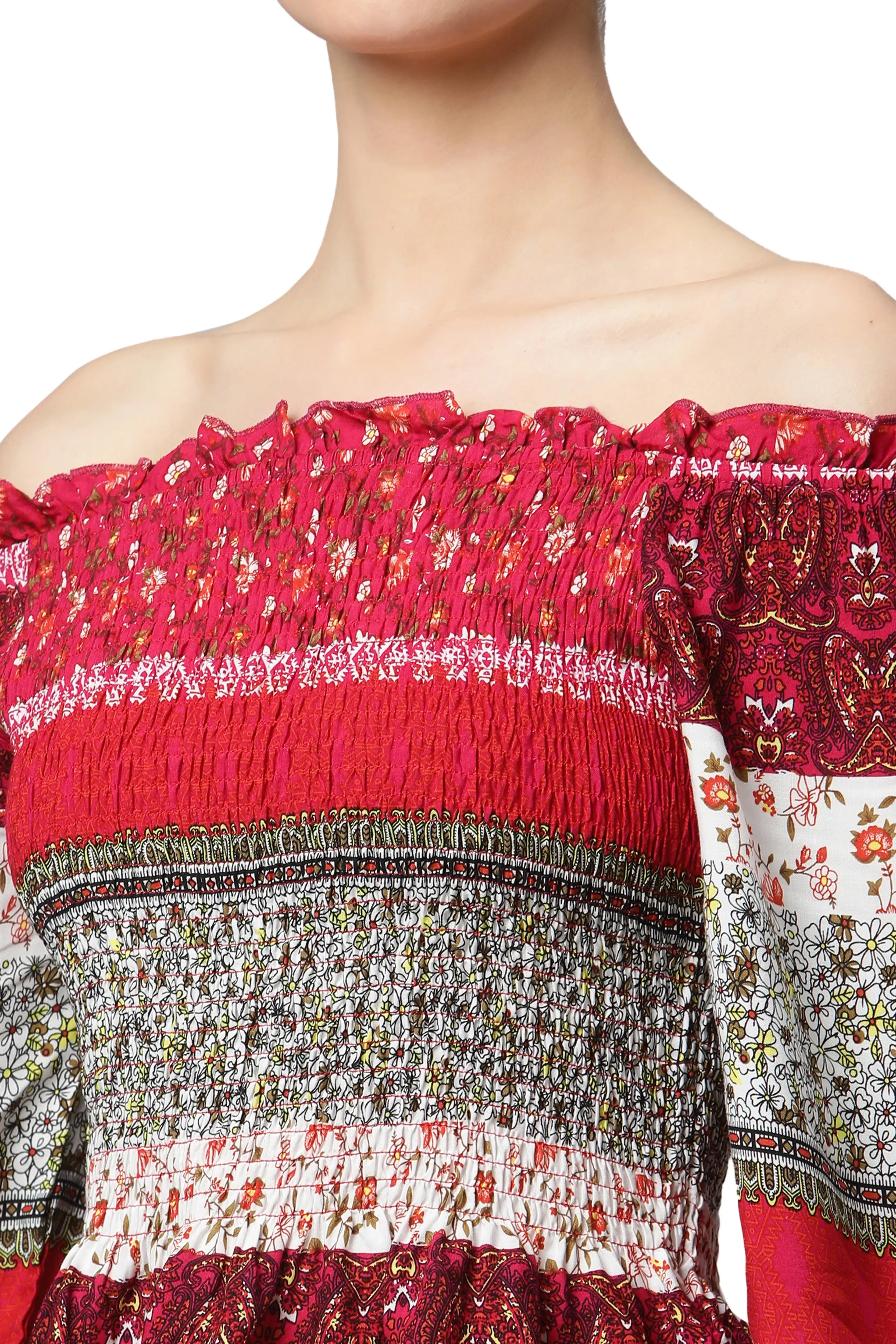 Off-Shoulder Floral Rayon Top