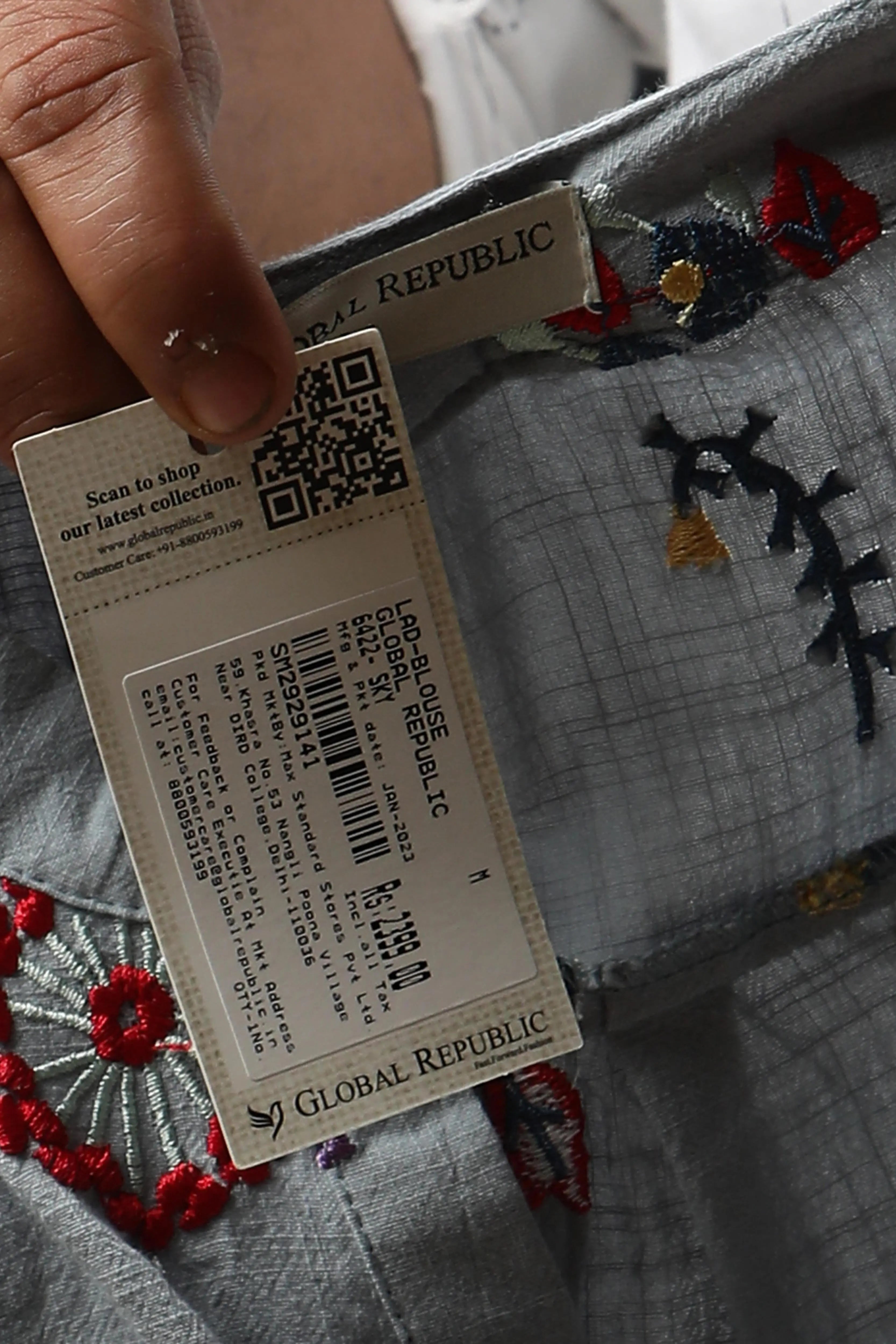 Sky Cotton Regular Fit Blouson Top For Women - Global Republic