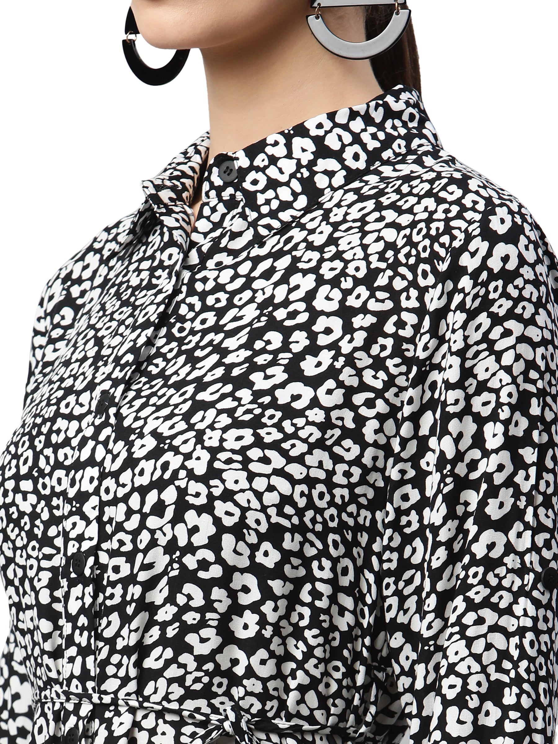 Grey Floral Printed Ruched Dress - Global Republic