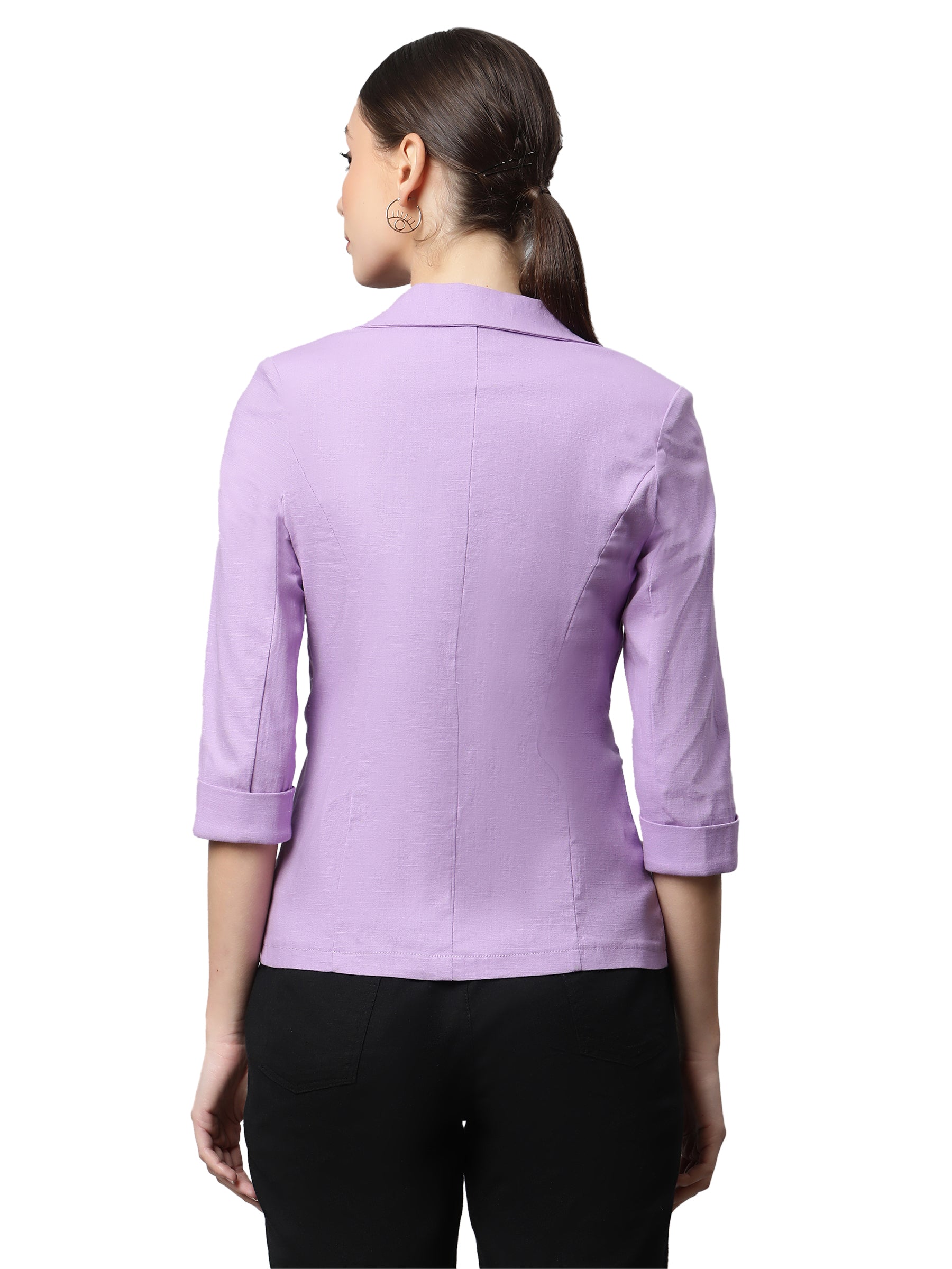 Women Lavender Casual Slim Fit Coat - Global Republic