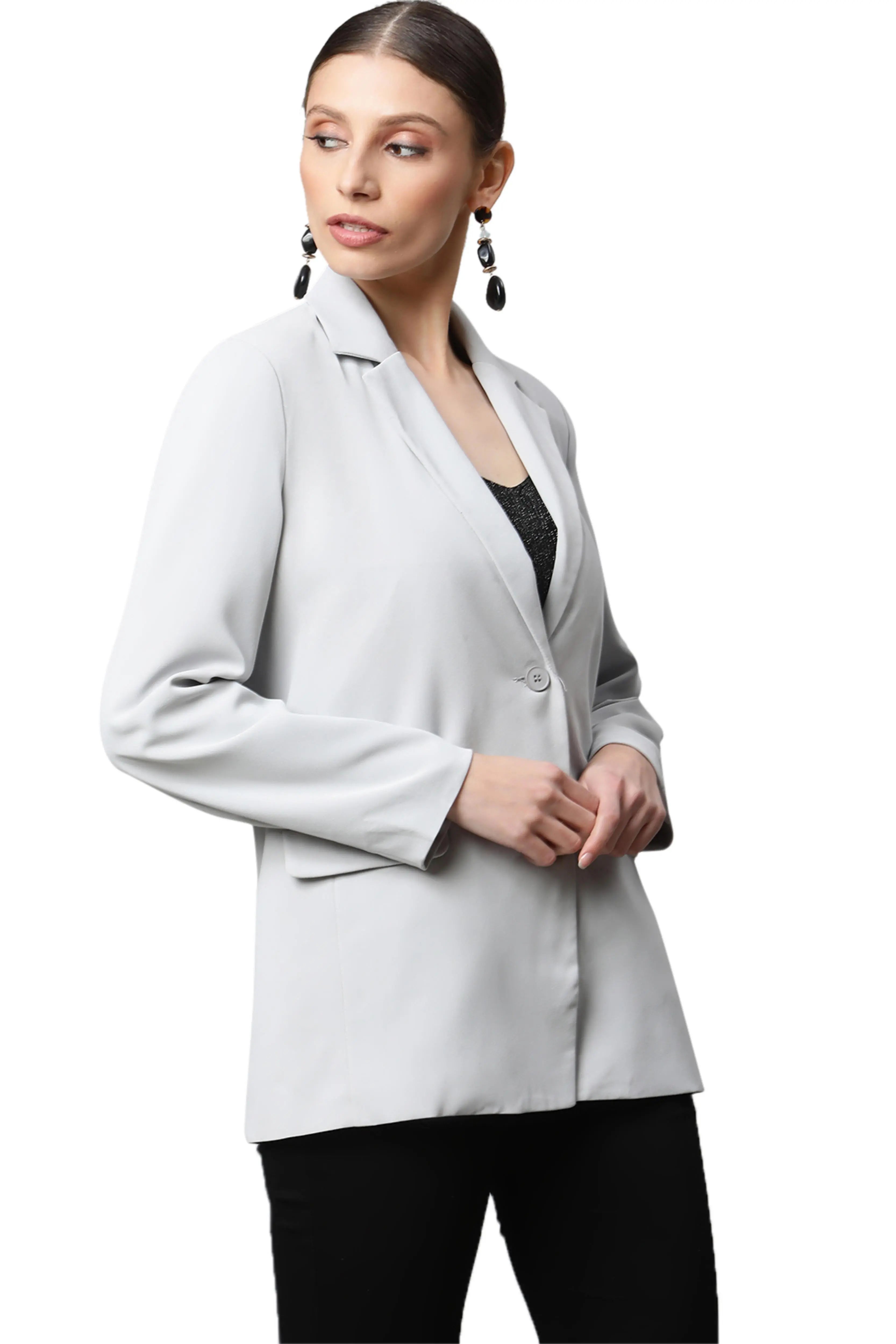 Grey Cotton Formal Coat