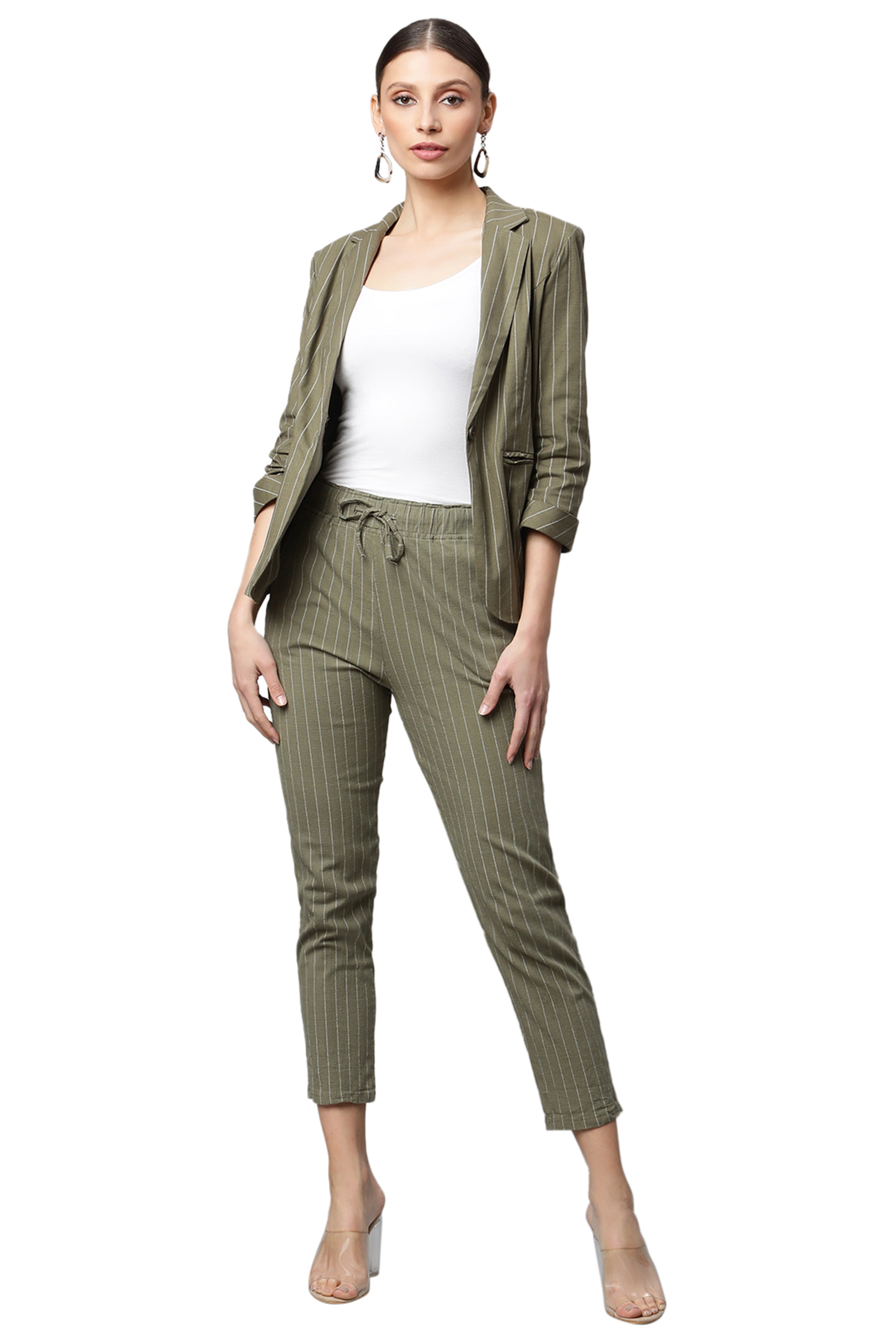 Olive Green cotton Formal Blazer