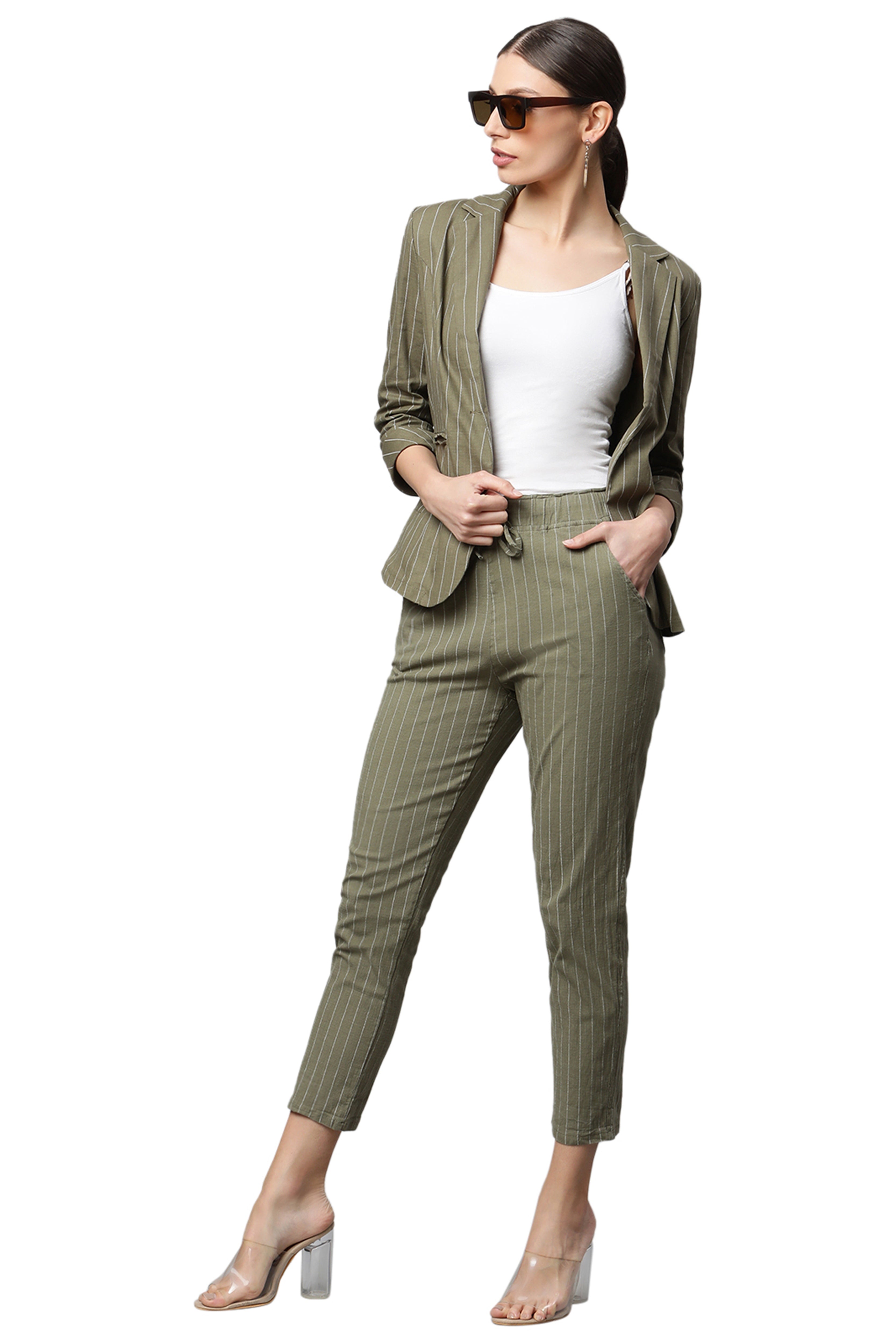 Olive Green cotton Formal Blazer