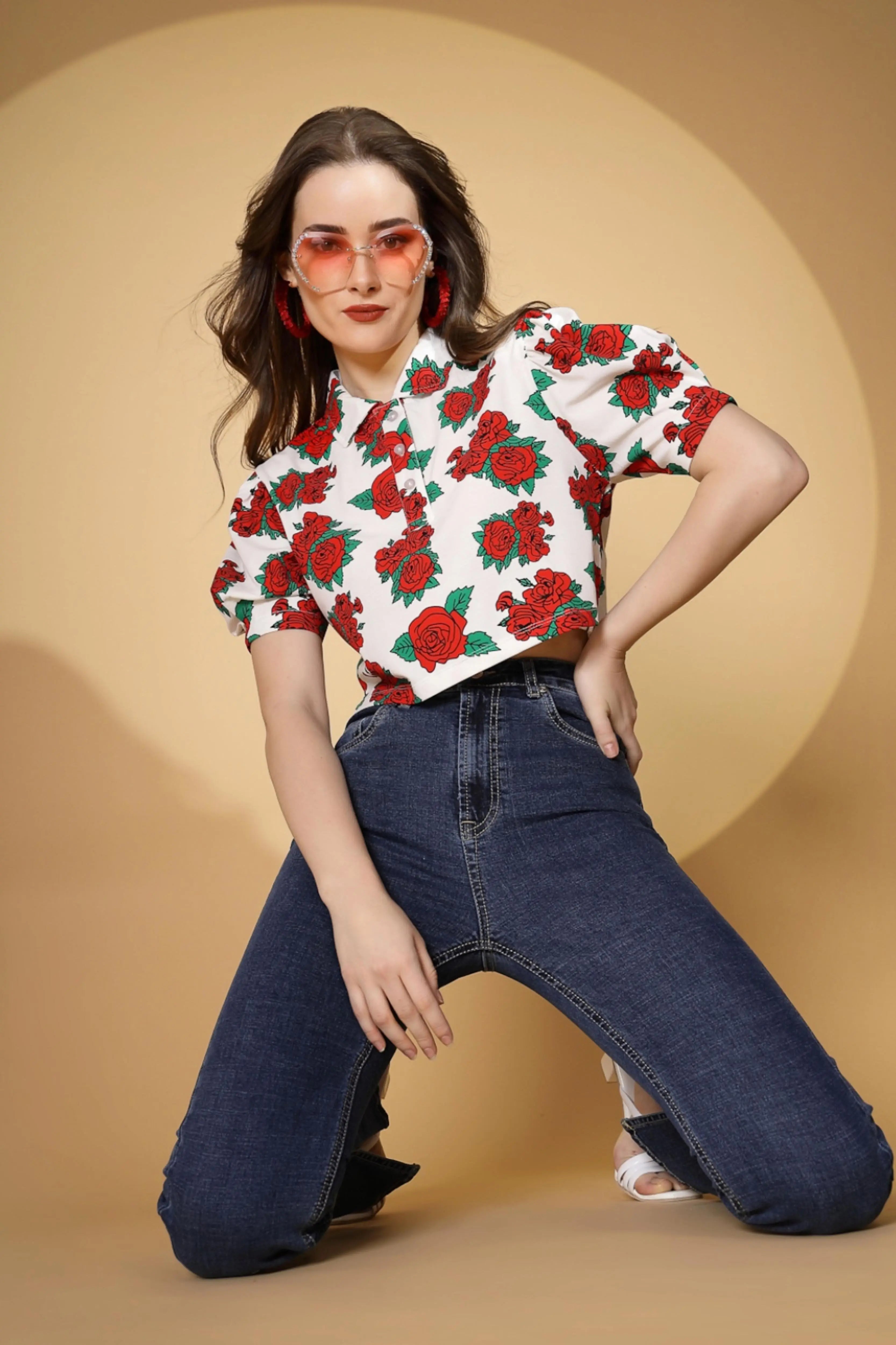 Women Blue Skin Fit Flared Leg Stretchable Jeans - Global Republic