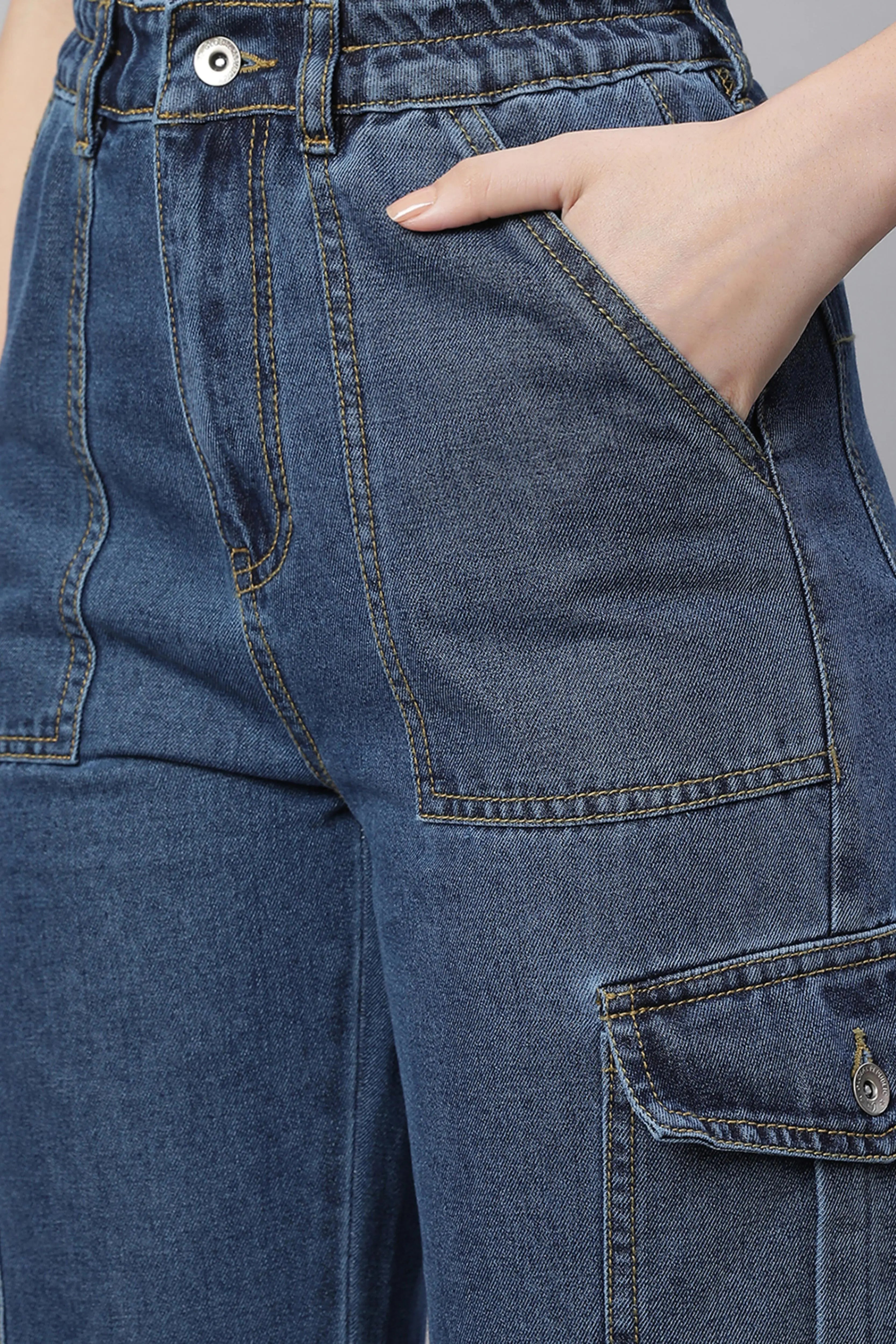 Women Regular Fit Stretchable Dark Blue Jeans - Global Republic
