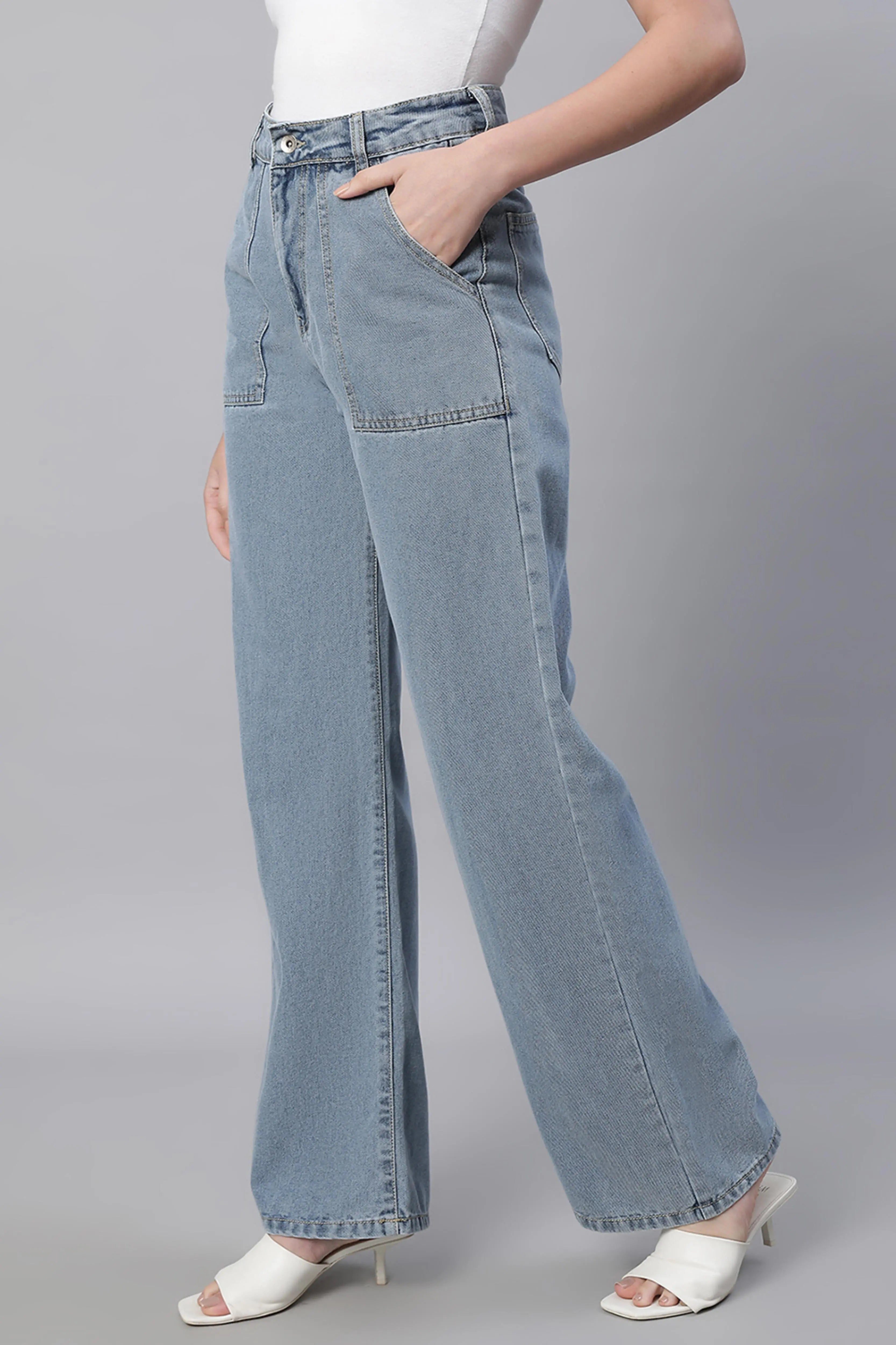 Blue Flared Leg Stretchable Jeans - Global Republic