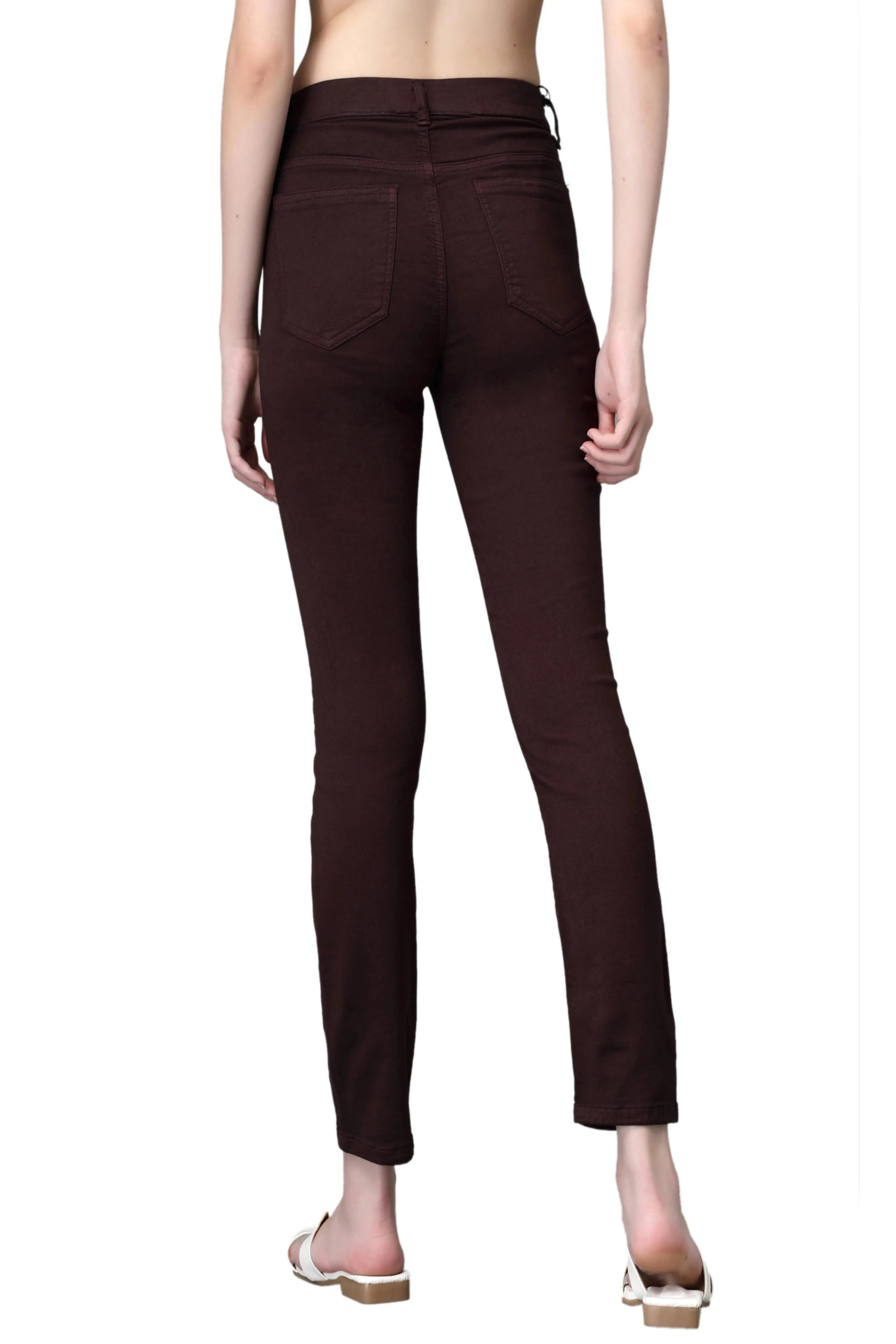 Women Dark Brown Denim Stretchable Jegging - Global Republic
