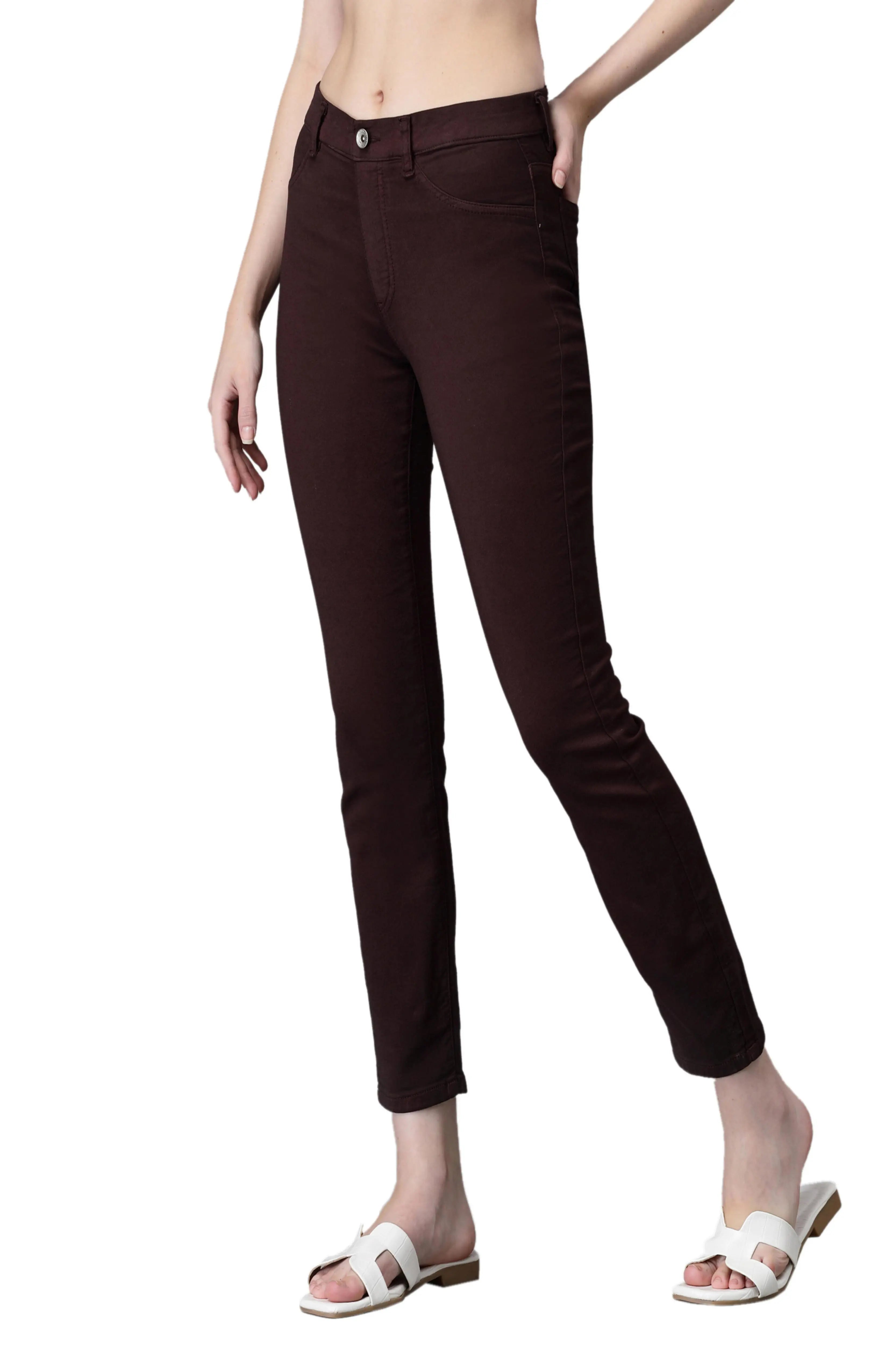Women Dark Brown Denim Stretchable Jegging - Global Republic