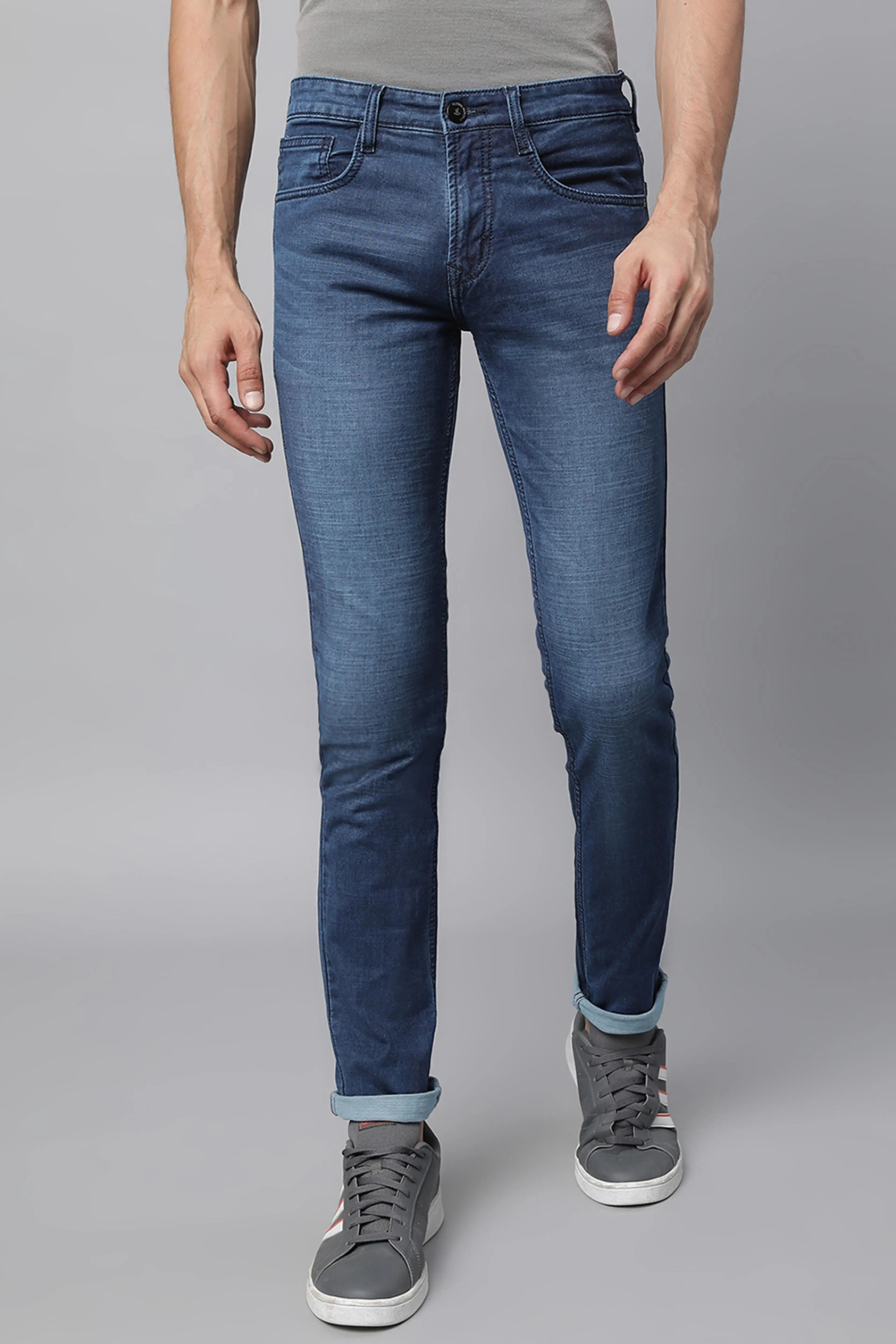 Blue Denim Solid Jeans - Global Republic