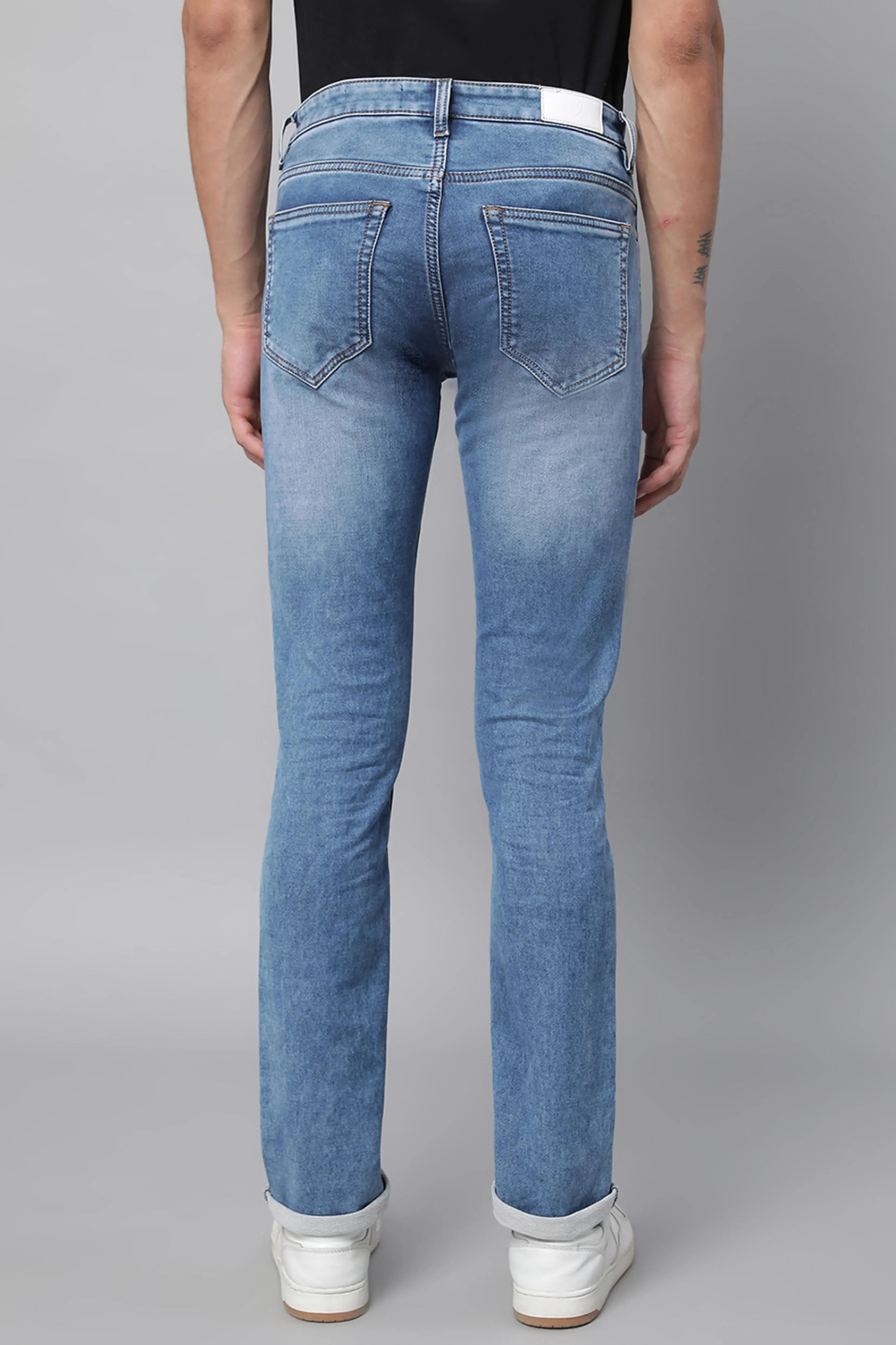 Blue Solid Denim Jeans - Global Republic