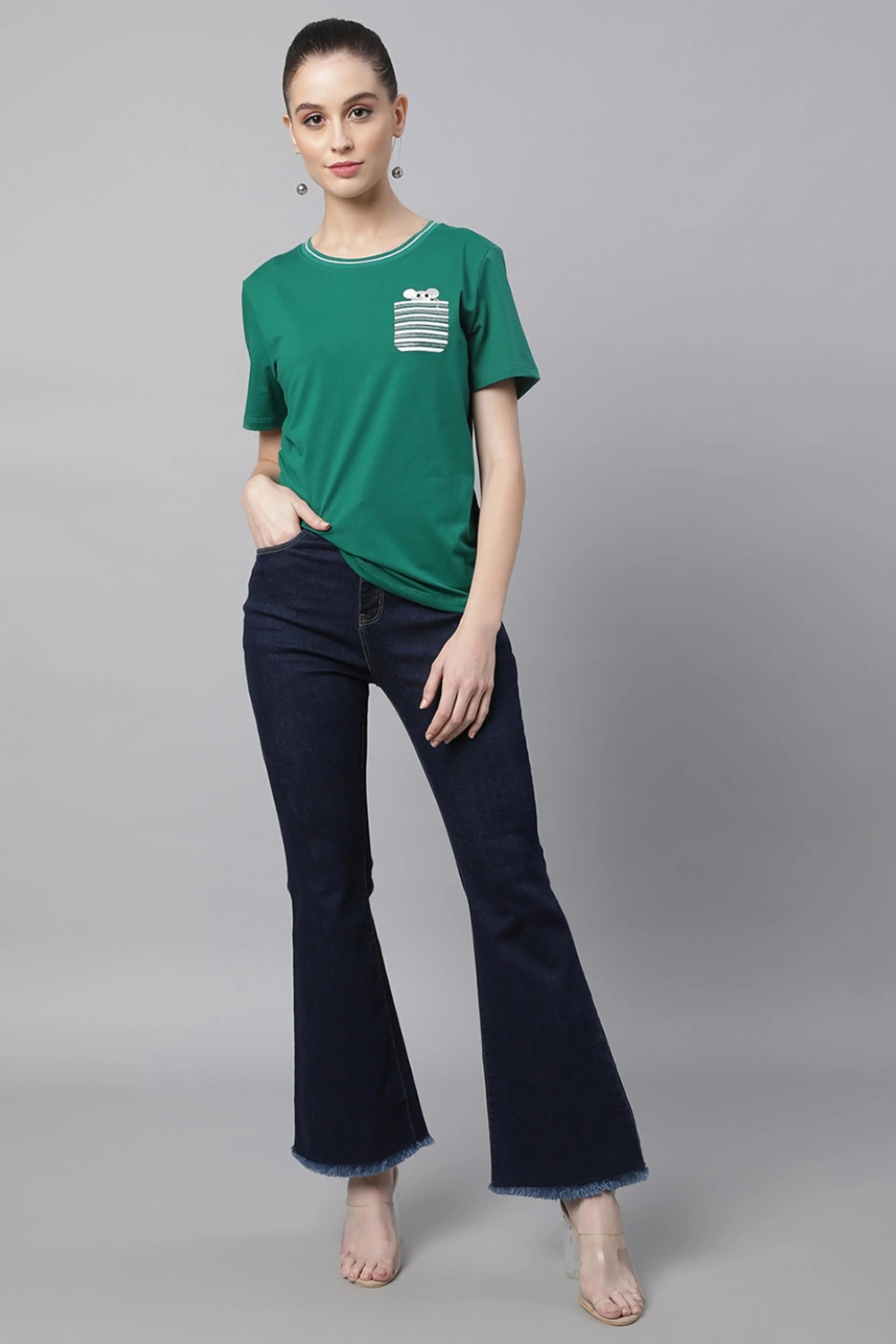 Women Raw Blue Bootcut Slim Fit Full Length Jeans - Global Republic