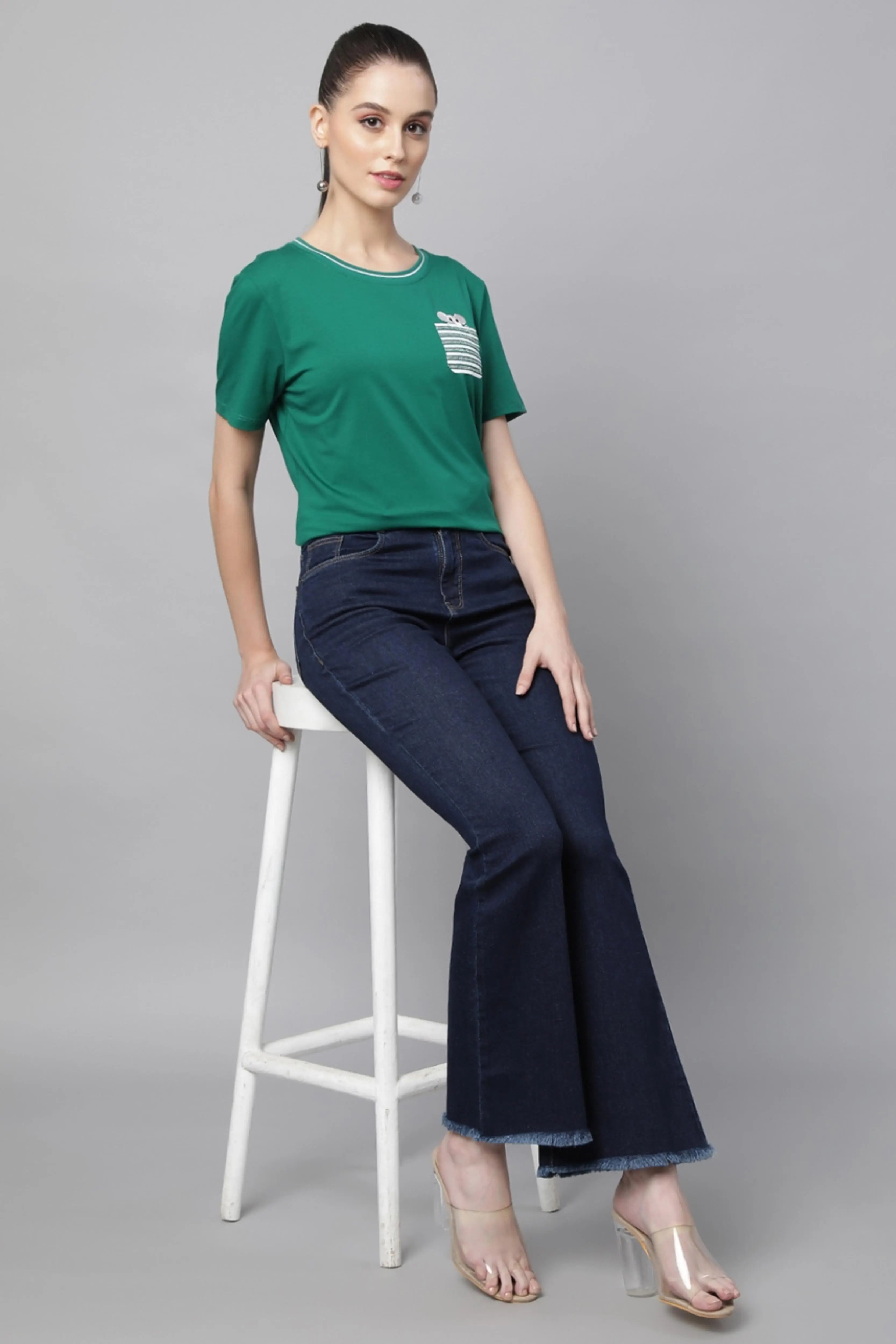Women Raw Blue Bootcut Slim Fit Full Length Jeans - Global Republic