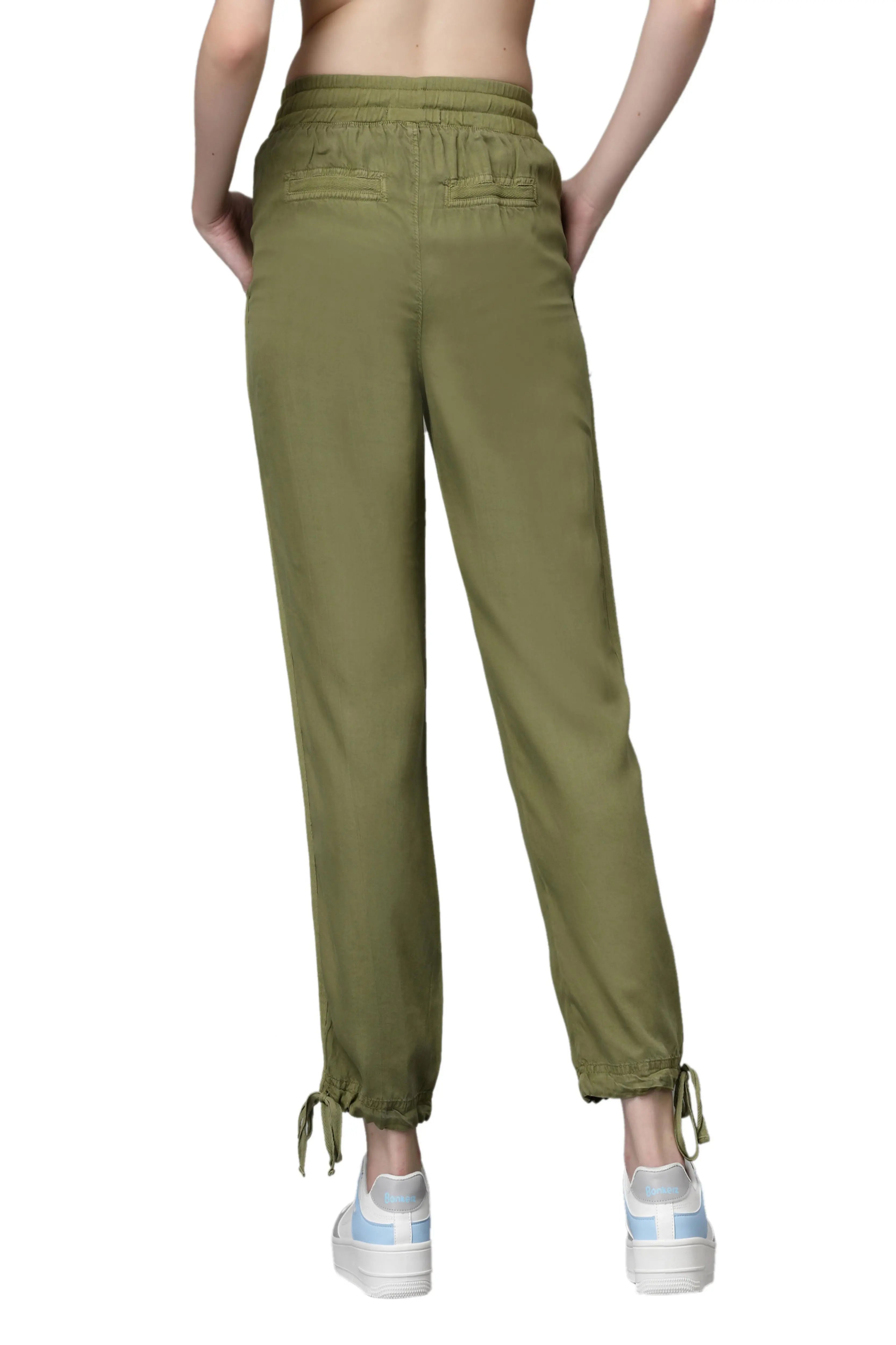 Olive Green Cotton Solid Lower - Global Republic
