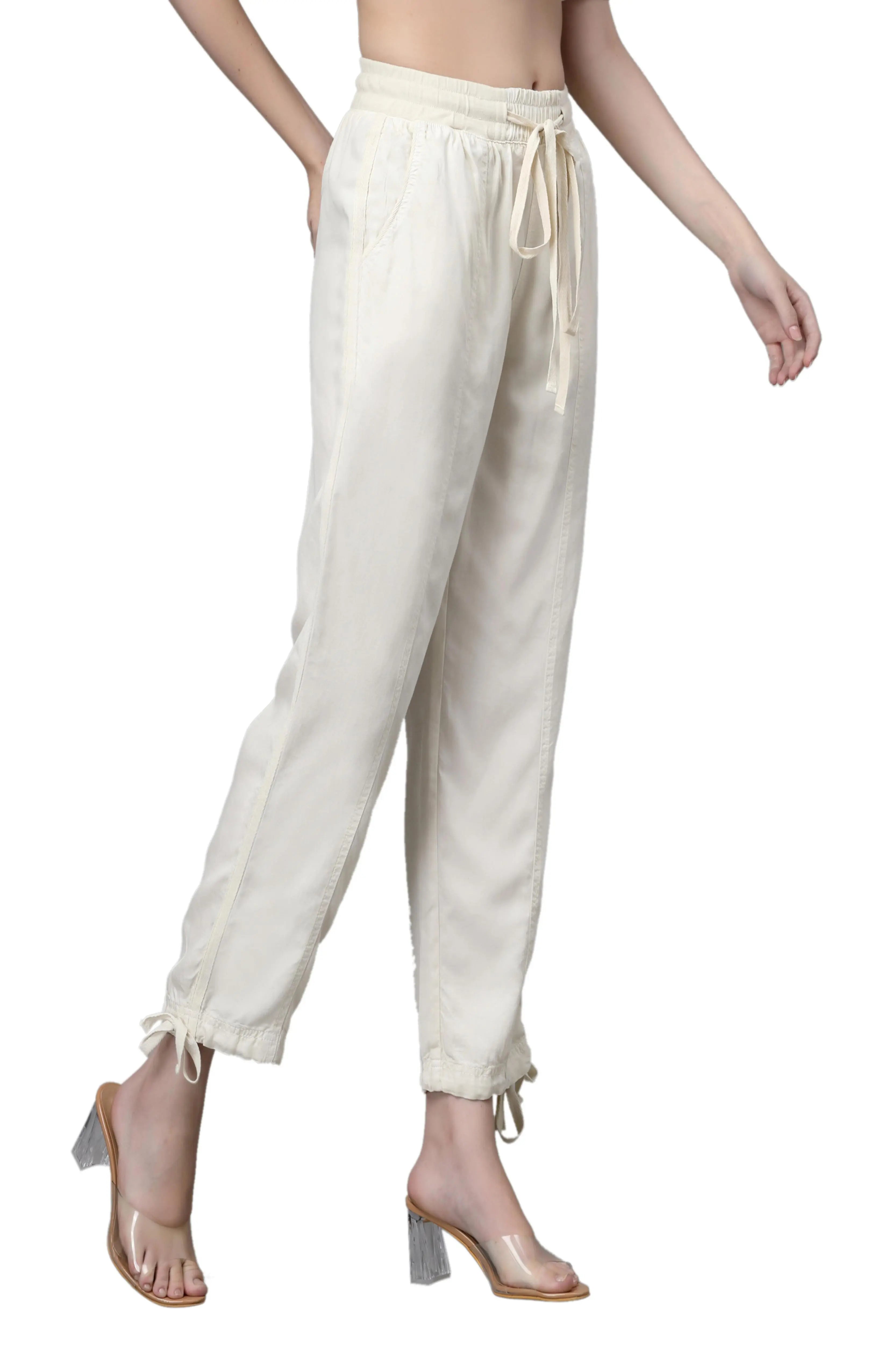 Cream Cotton Solid Lower - Global Republic