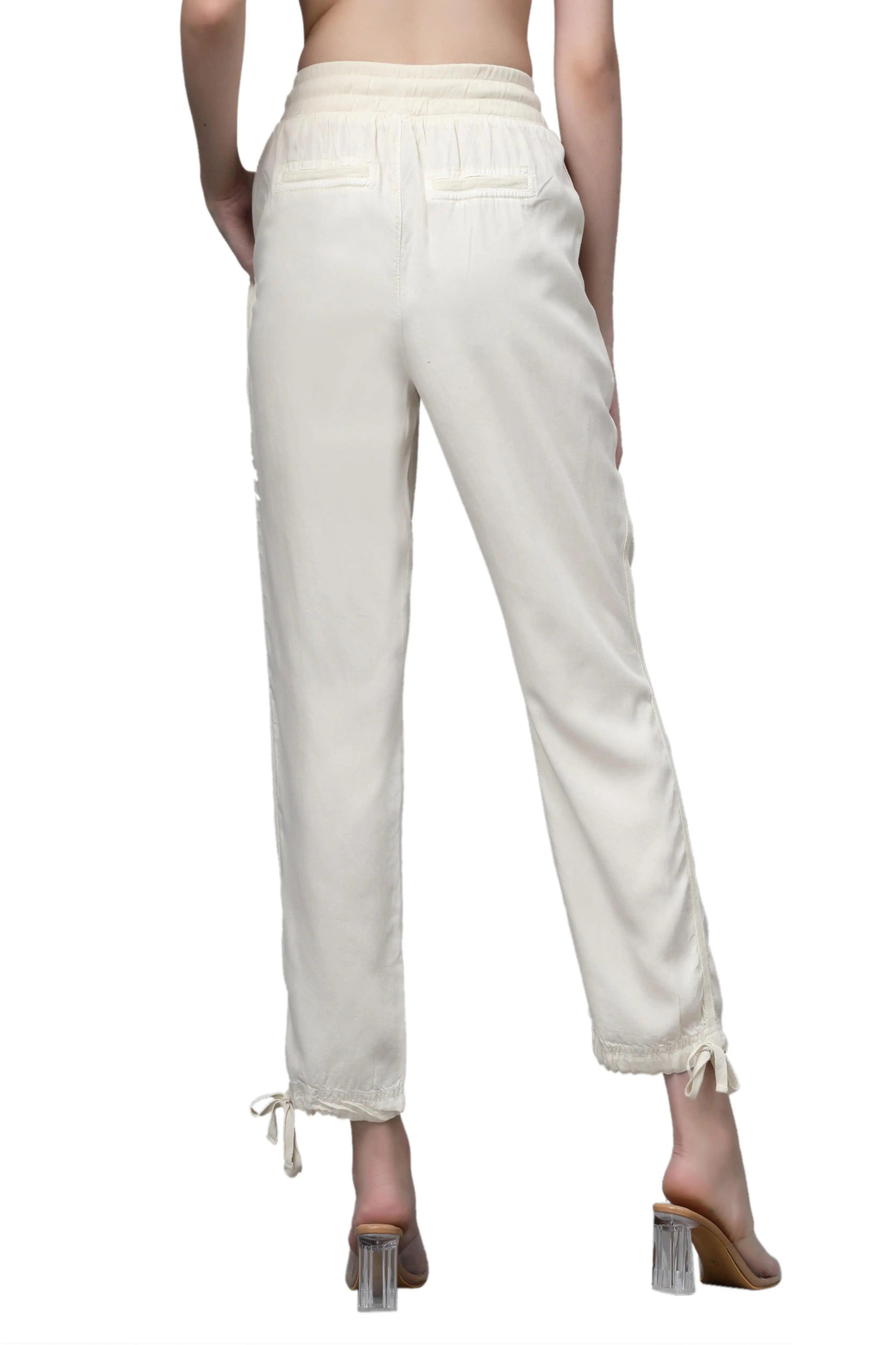 Cream Cotton Solid Lower - Global Republic