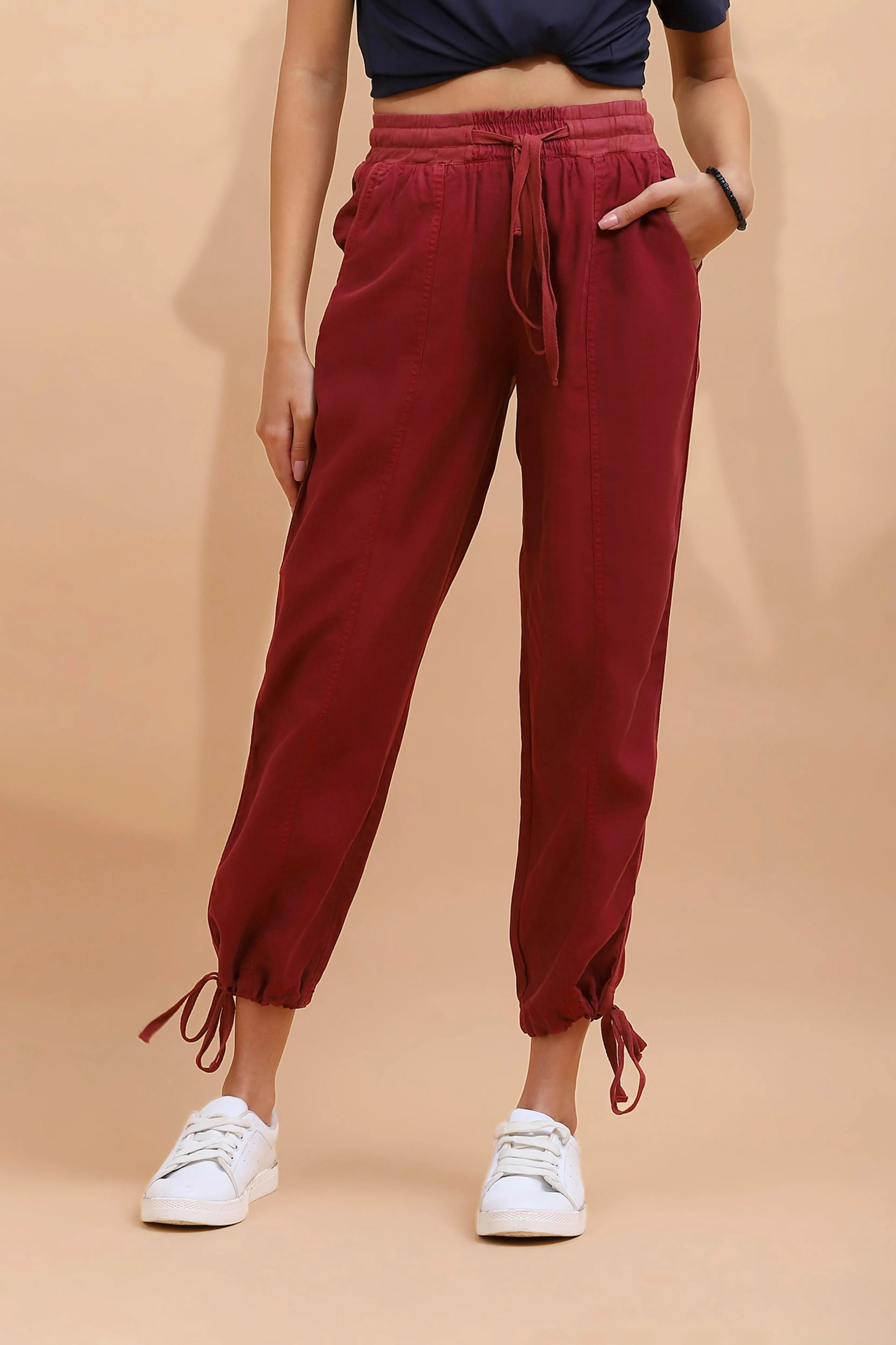 Wine Cotton Solid Lower - Global Republic