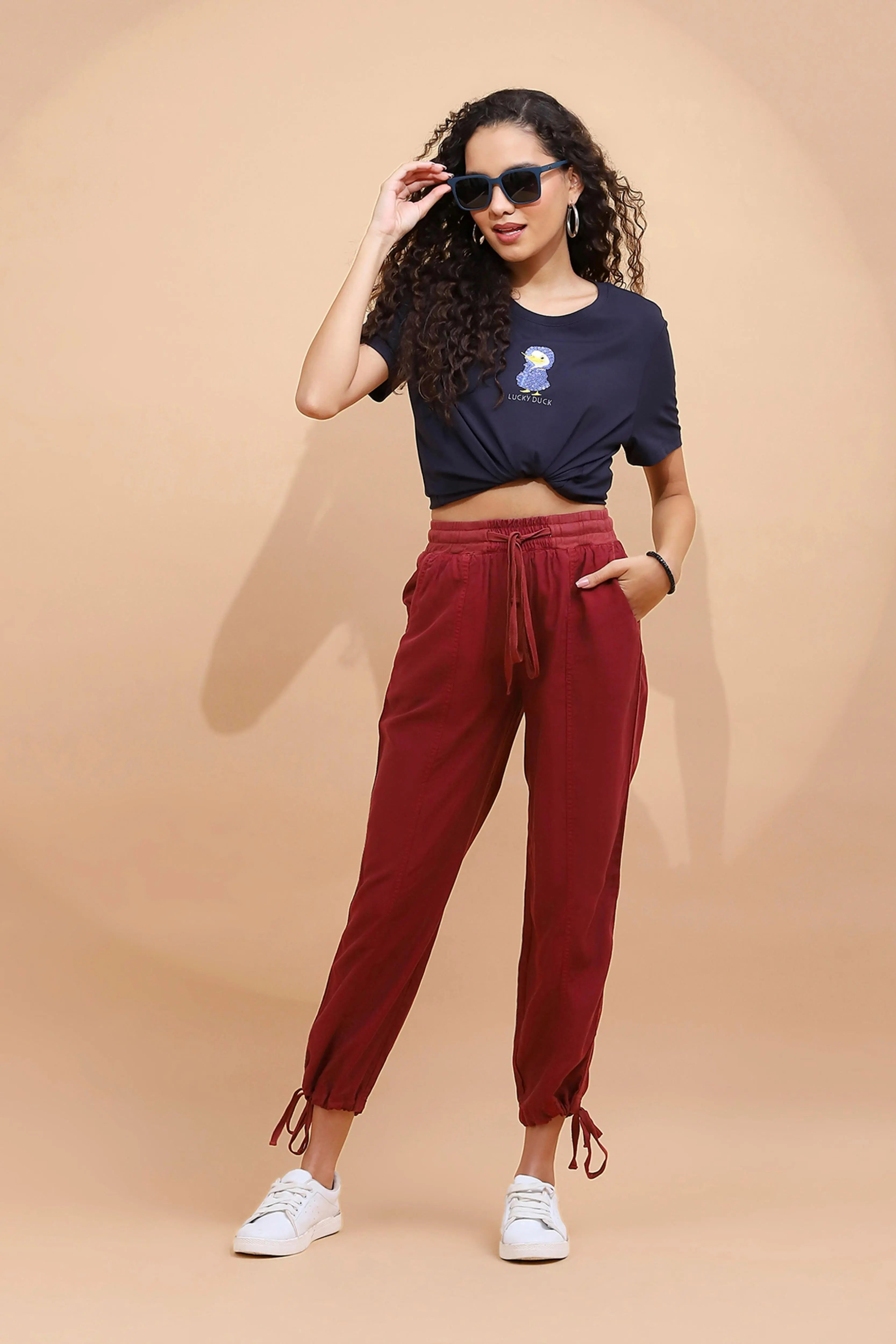 Wine Cotton Solid Lower - Global Republic