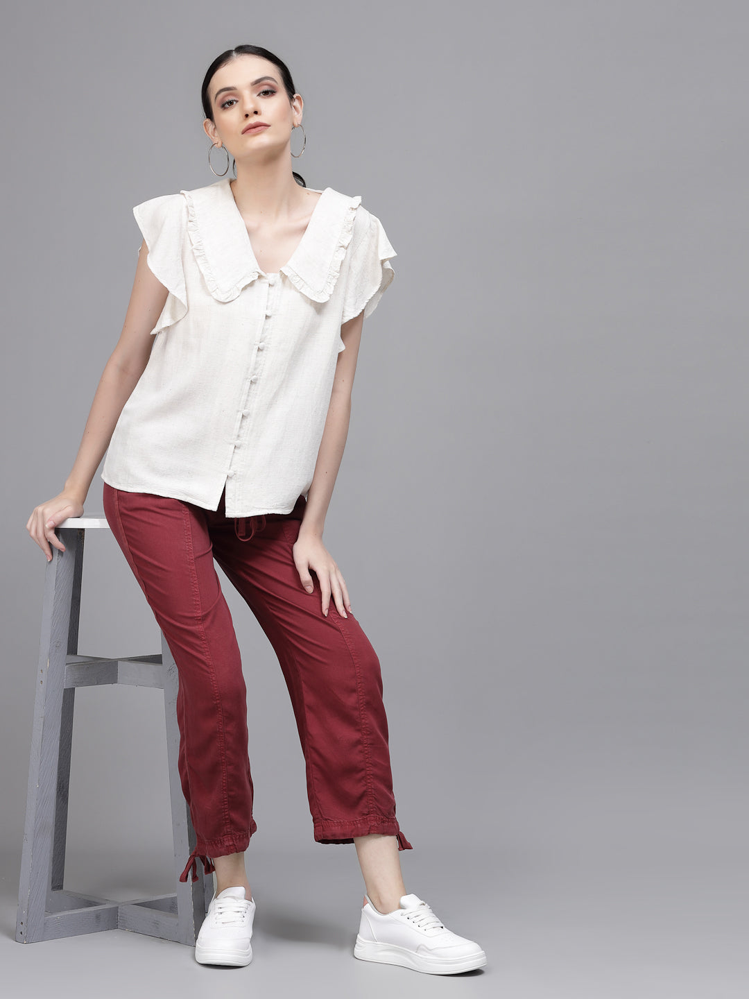 Wine Cotton Solid Lower - Global Republic