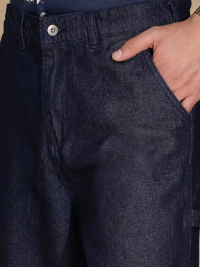 Mens Raw Blue Cotton Solid Jeans