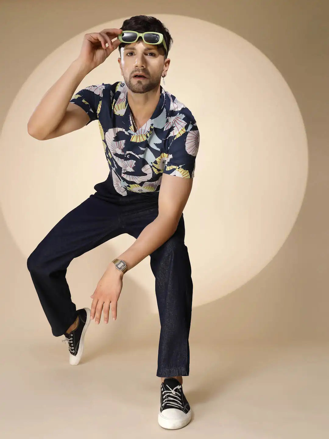 Raw Blue Cotton Blend Solid Jeans - Global Republic