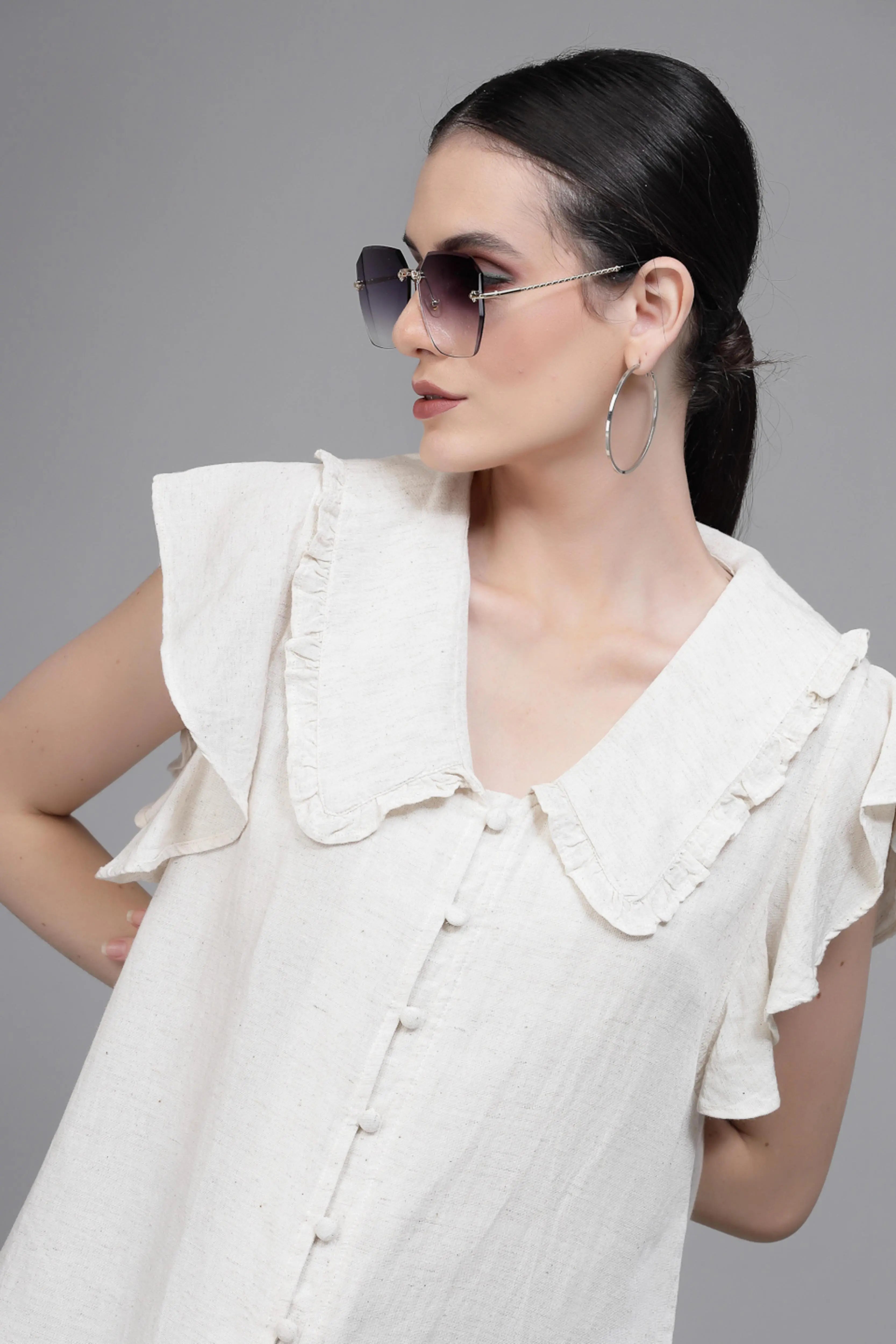 White Peter Pan Collar Top - Global Republic