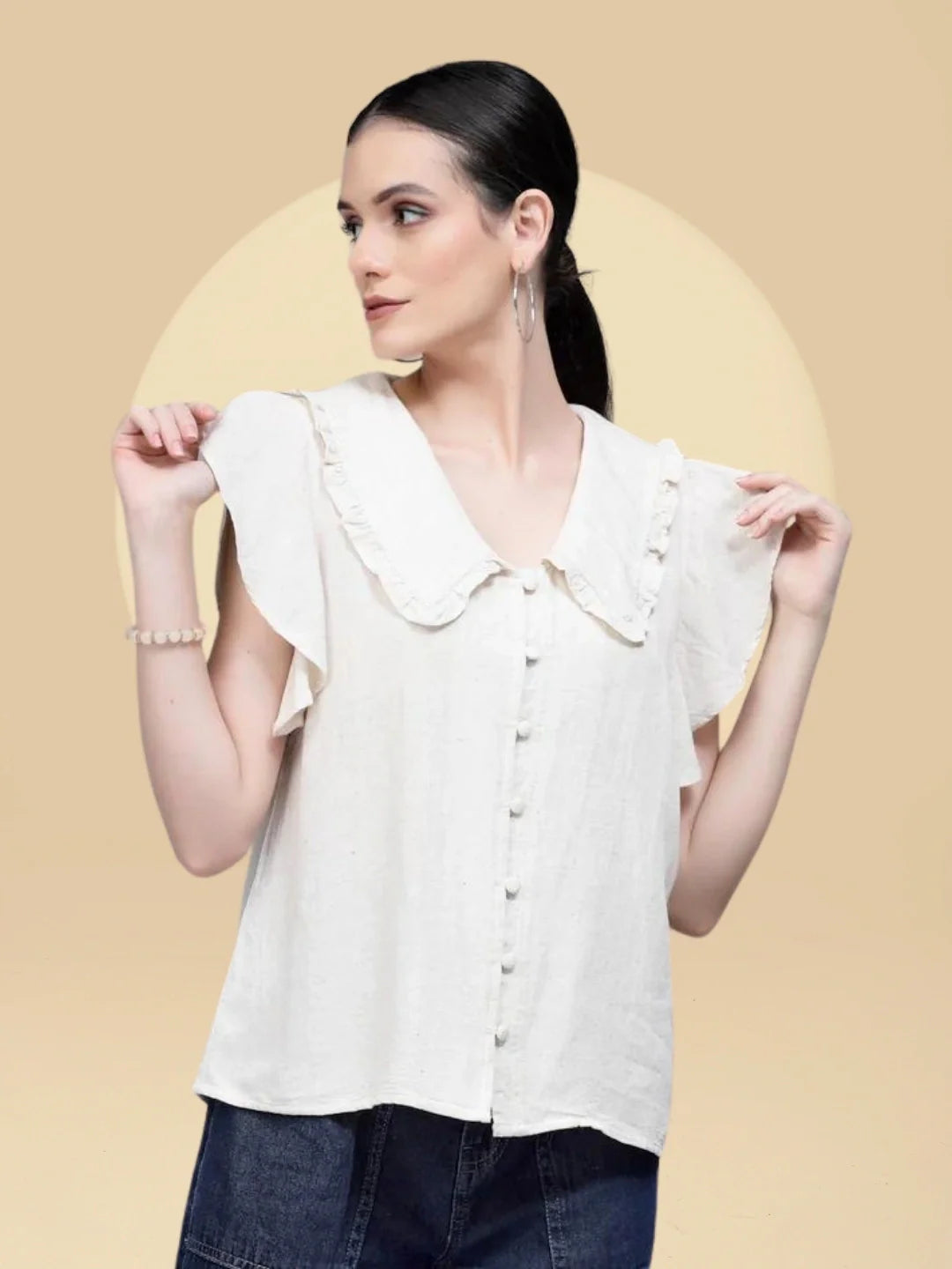 White Peter Pan Collar Top - Global Republic