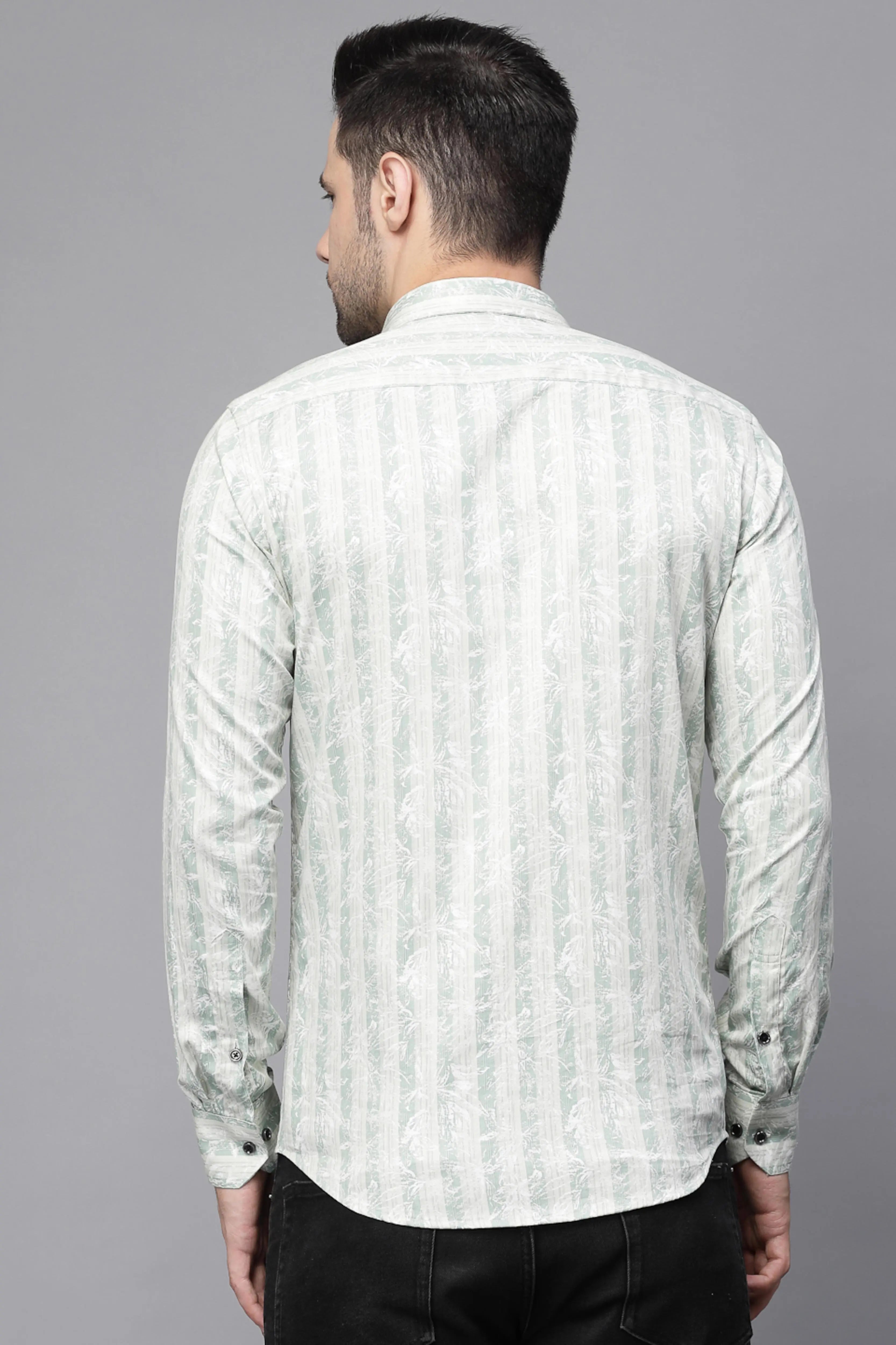 Green Striped Cotton Blend Shirt - Global Republic
