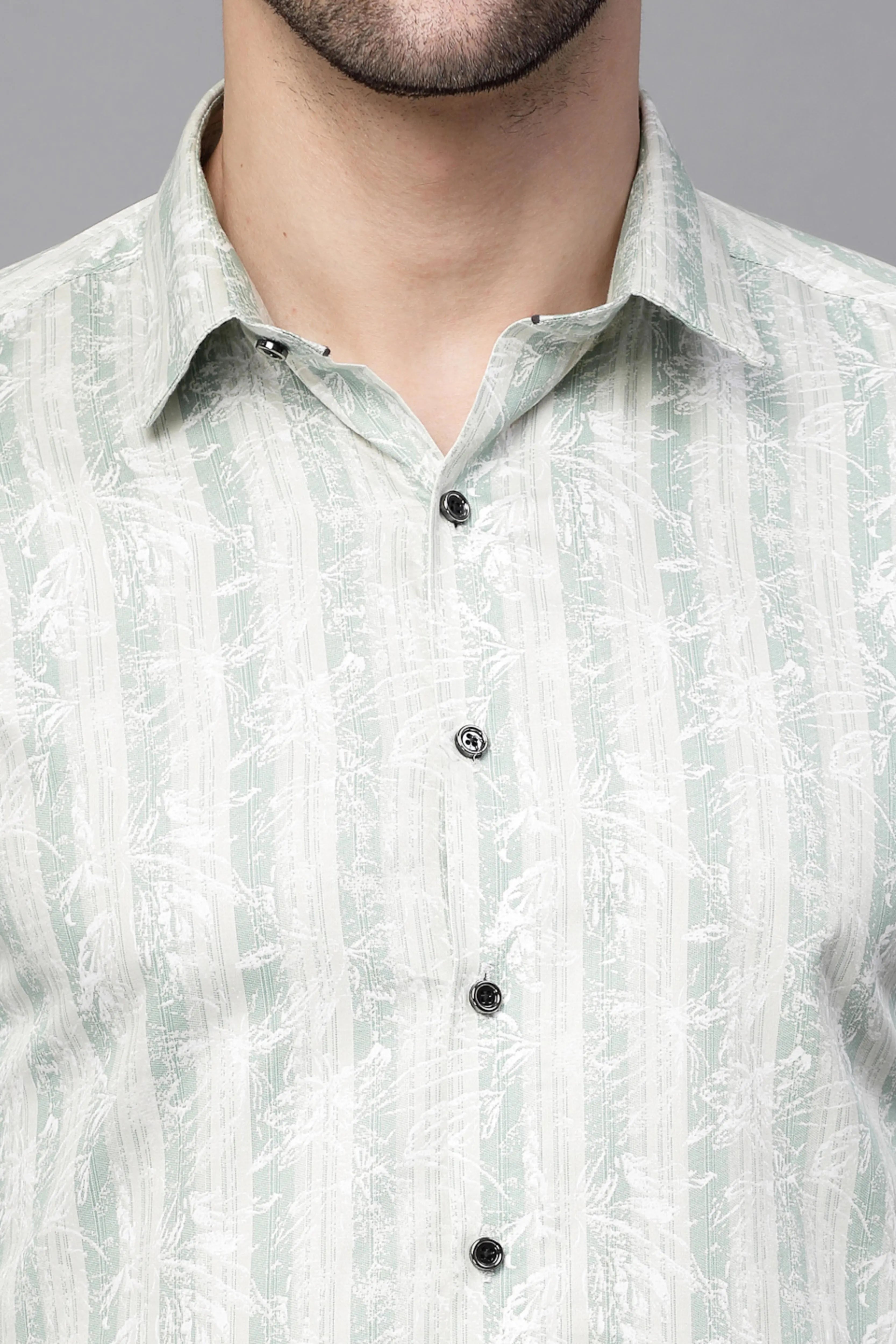 Green Striped Cotton Blend Shirt - Global Republic