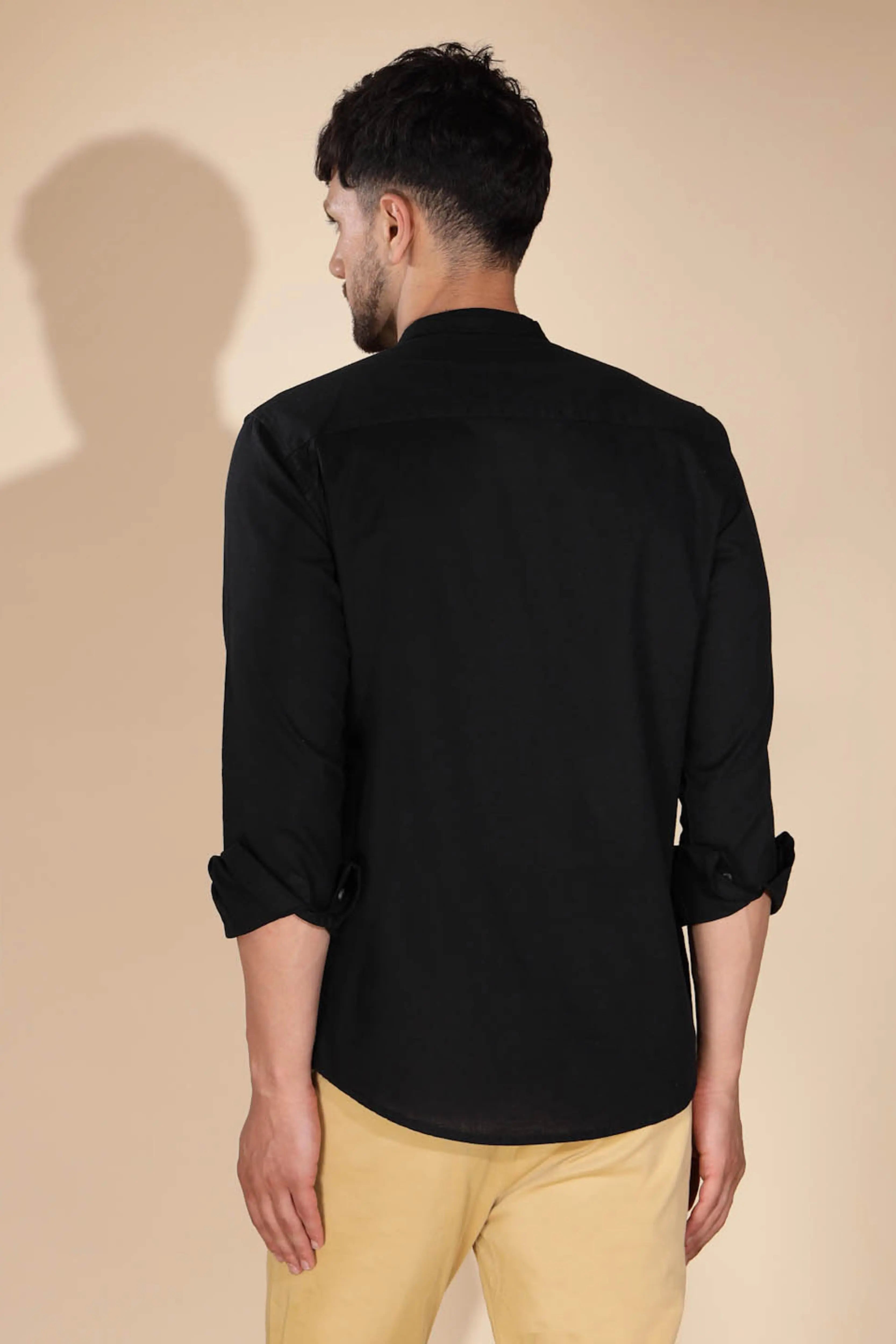 Mens Navy Blue Round Nack Solid Kurta - Global Republic