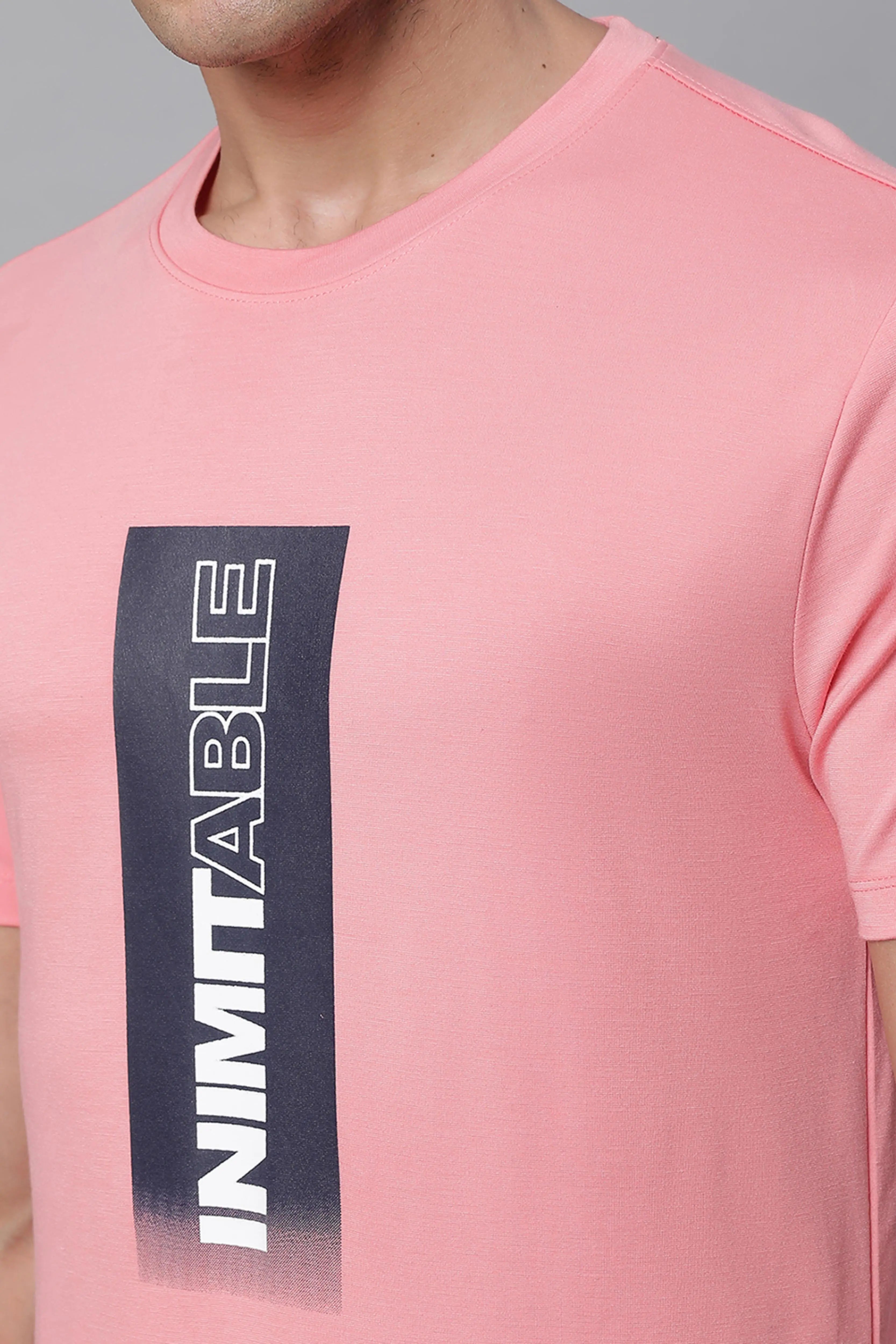 Pink Round Neck Printed T-Shirt - Global Republic