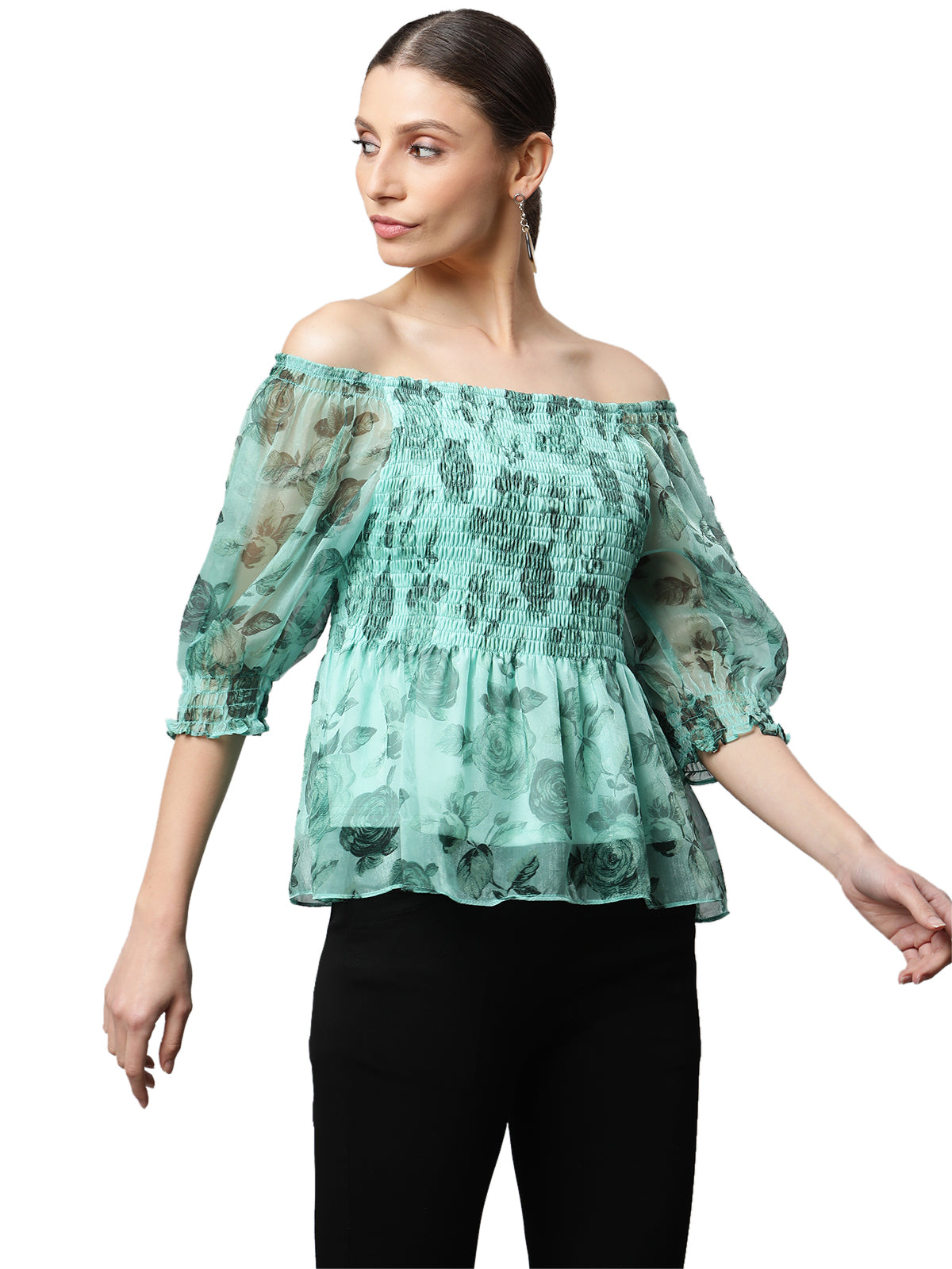Off Shoulder Floral Printed Top - Global Republic