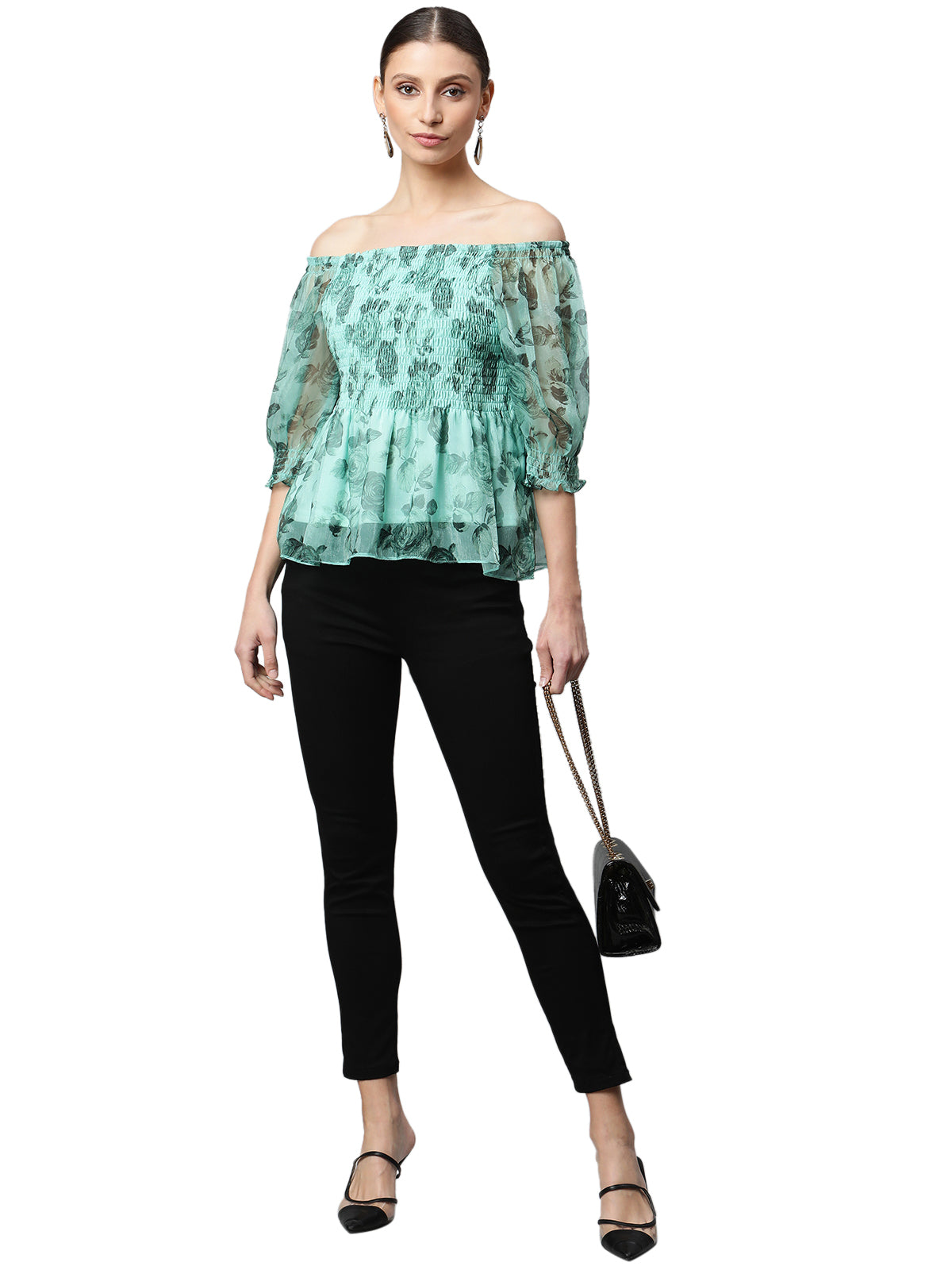 Off Shoulder Floral Printed Top - Global Republic
