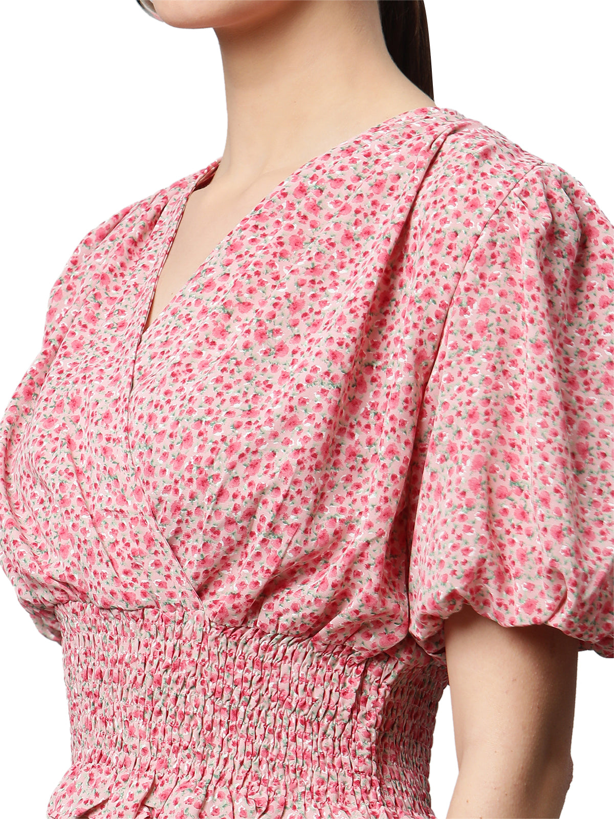 Elasticated Hem Floral Print Cropped Top - Global Republic
