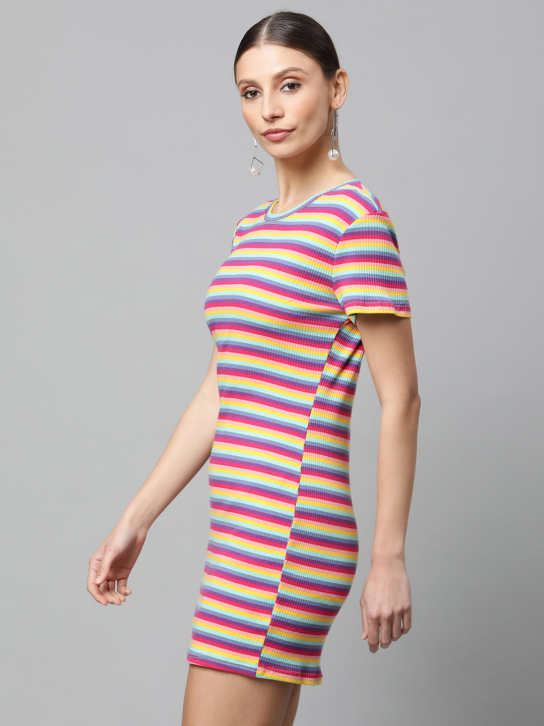 Striped Slim Fit Bodycon Dress - Global Republic