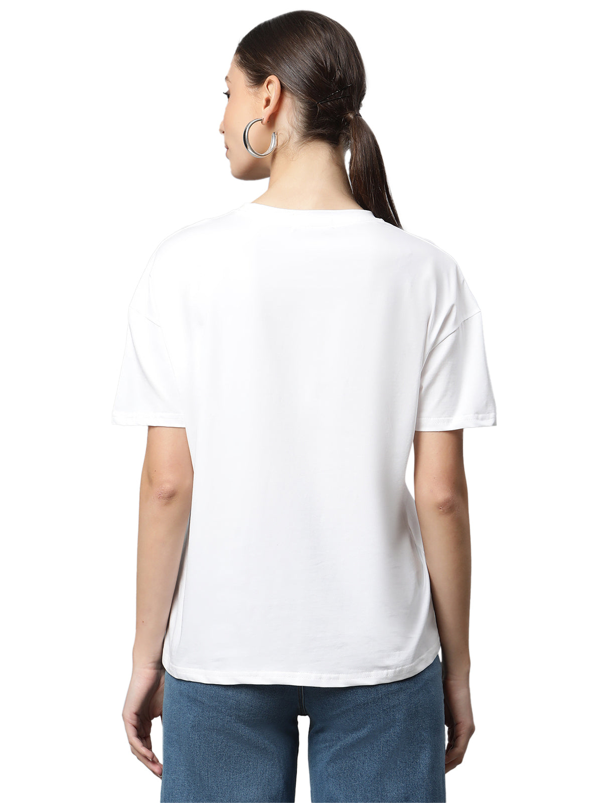 White Graphic Embellished T-Shirt - Global Republic