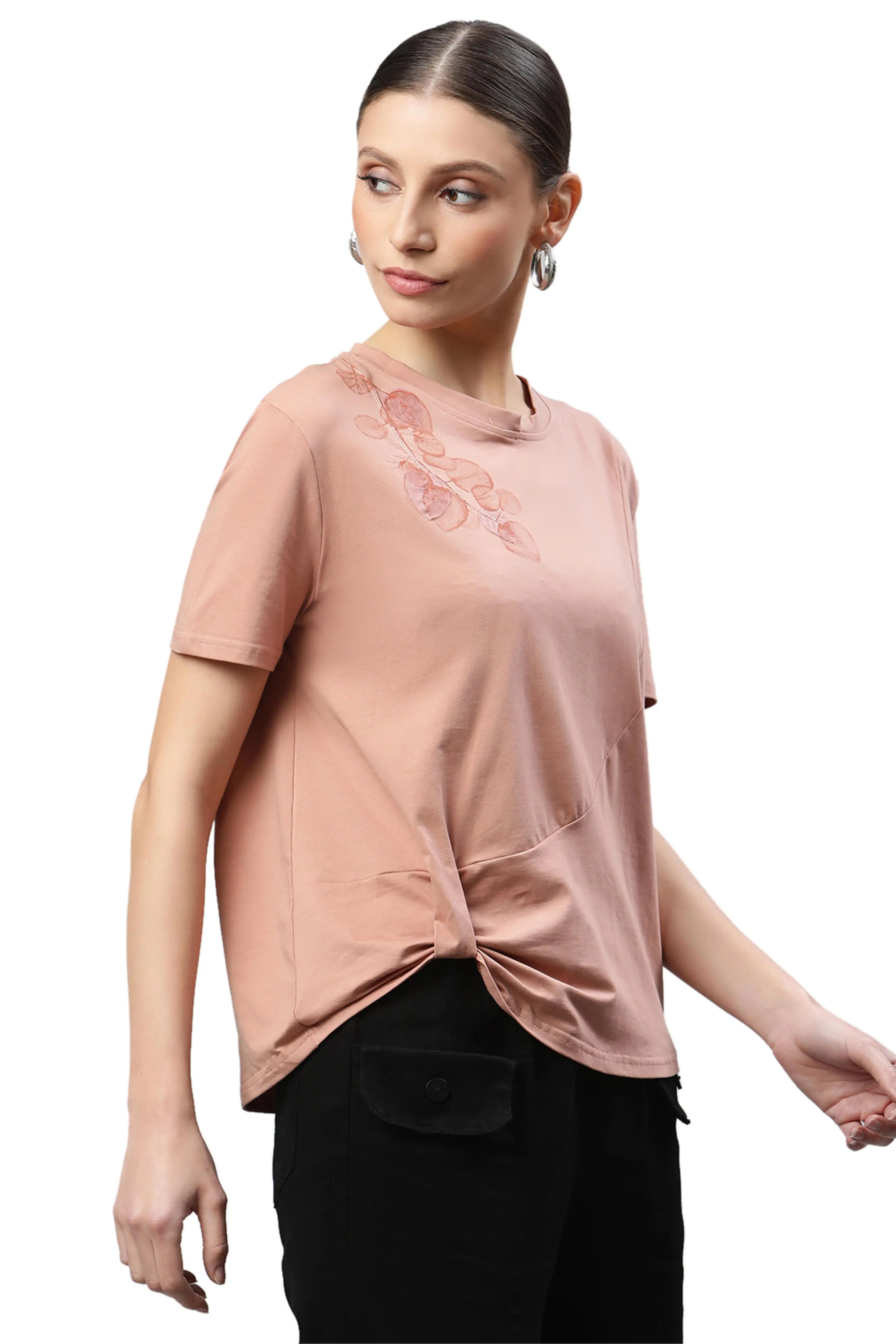 Peaches Asymmetric Hem Floral T-Shirt - Global Republic