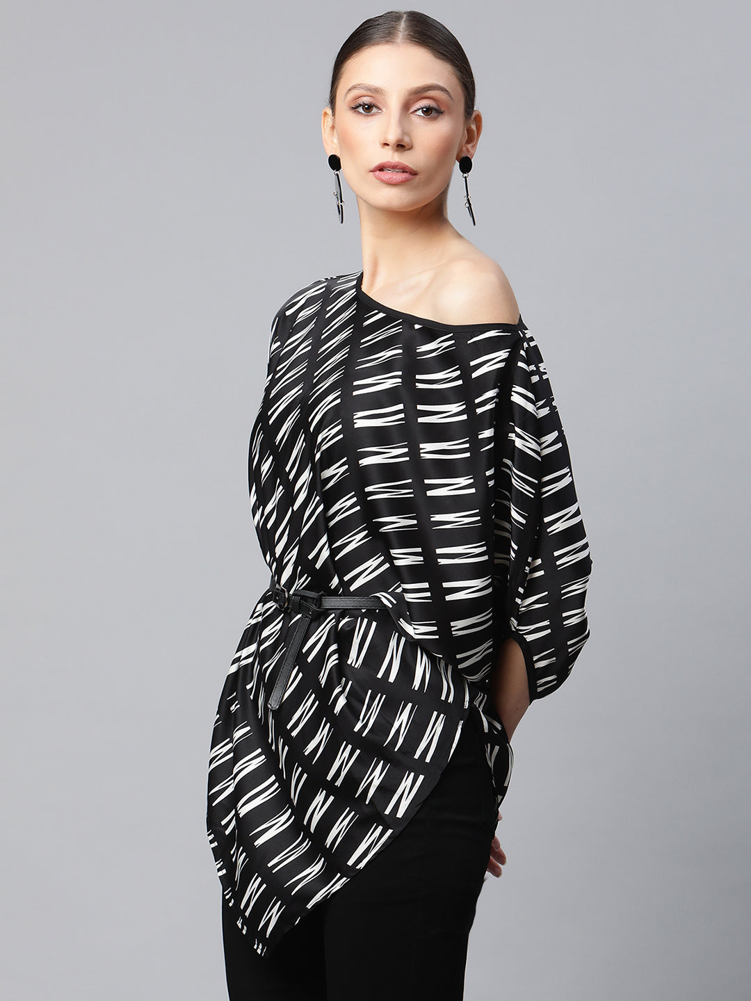 Satin Asymmetric Hem Off-Shoulder Top - Global Republic