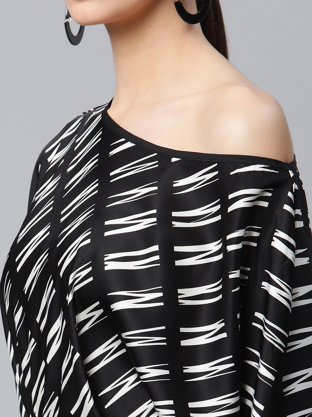 Satin Asymmetric Hem Off-Shoulder Top - Global Republic