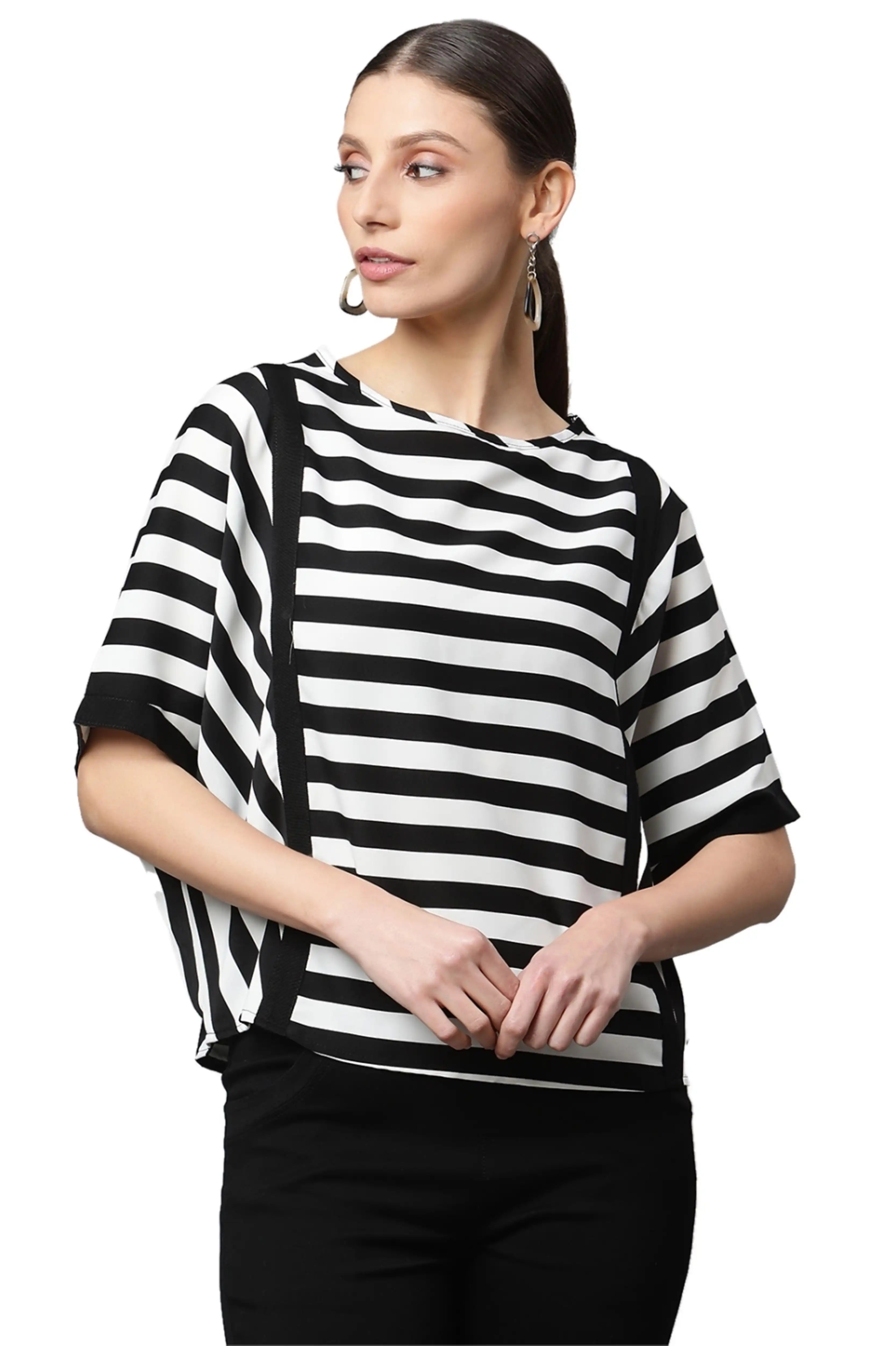 Black and White Striped Top