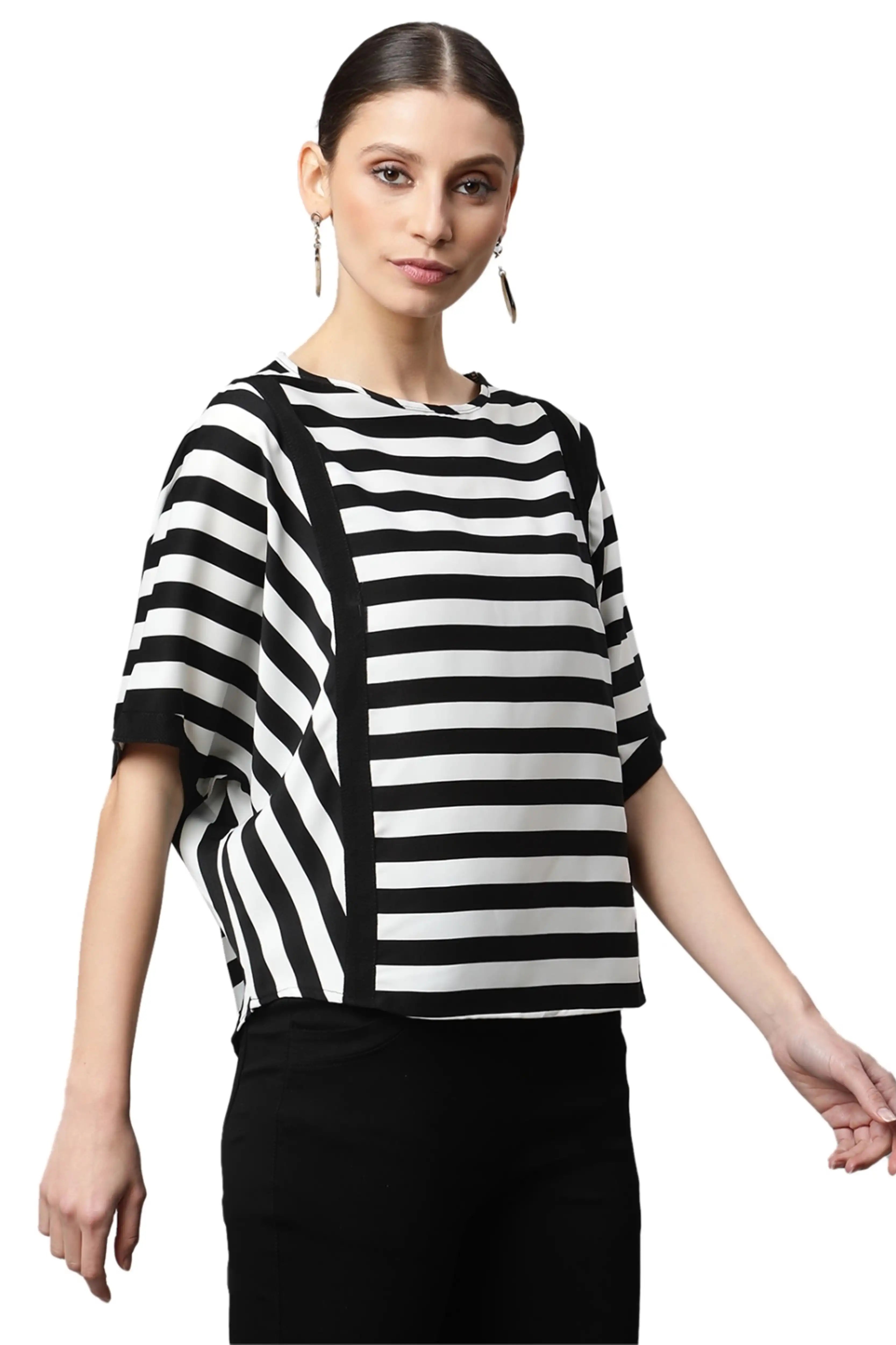 Black and White Striped Top