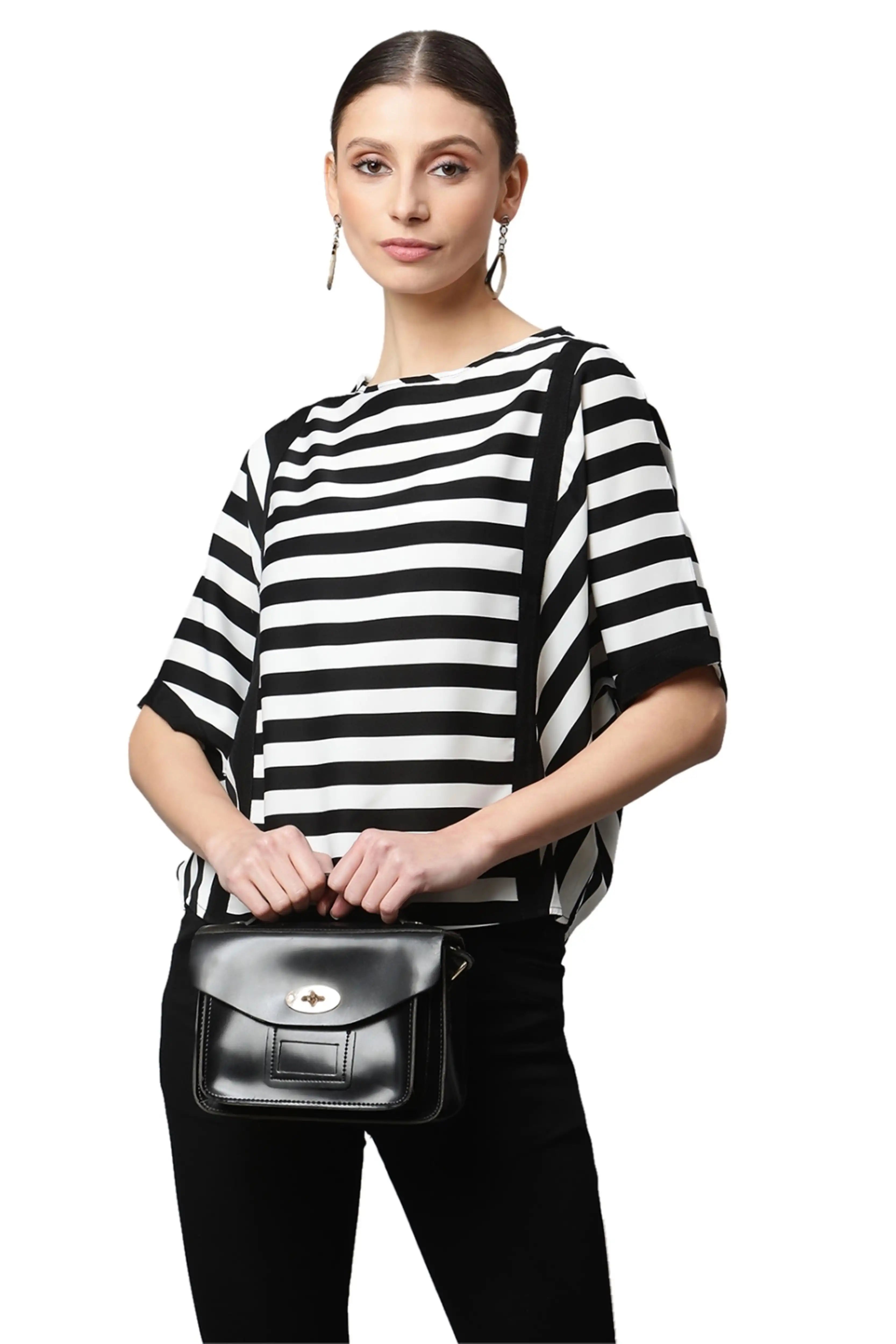 Black and White Striped Top