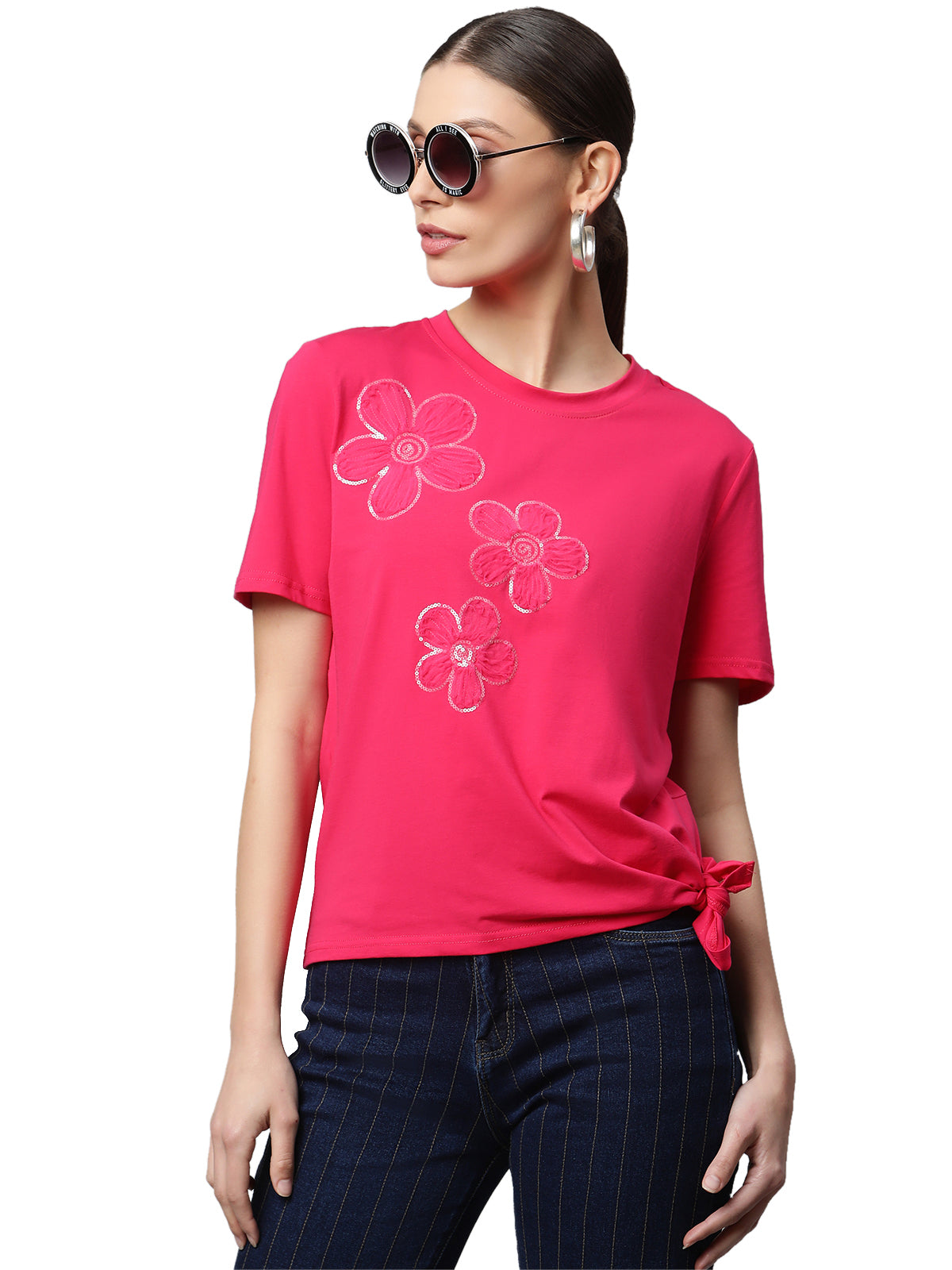 Women Regular Fit Floral Embroidery Top - Global Republic