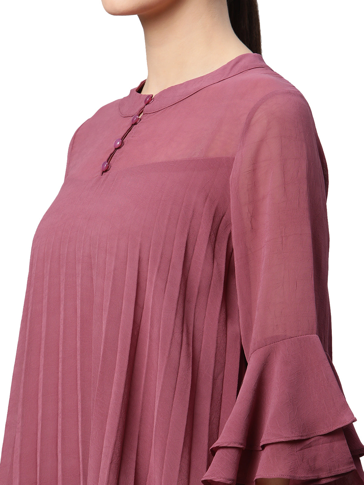 Pink Flared Fit Asymmetric Hem Top - Global Republic