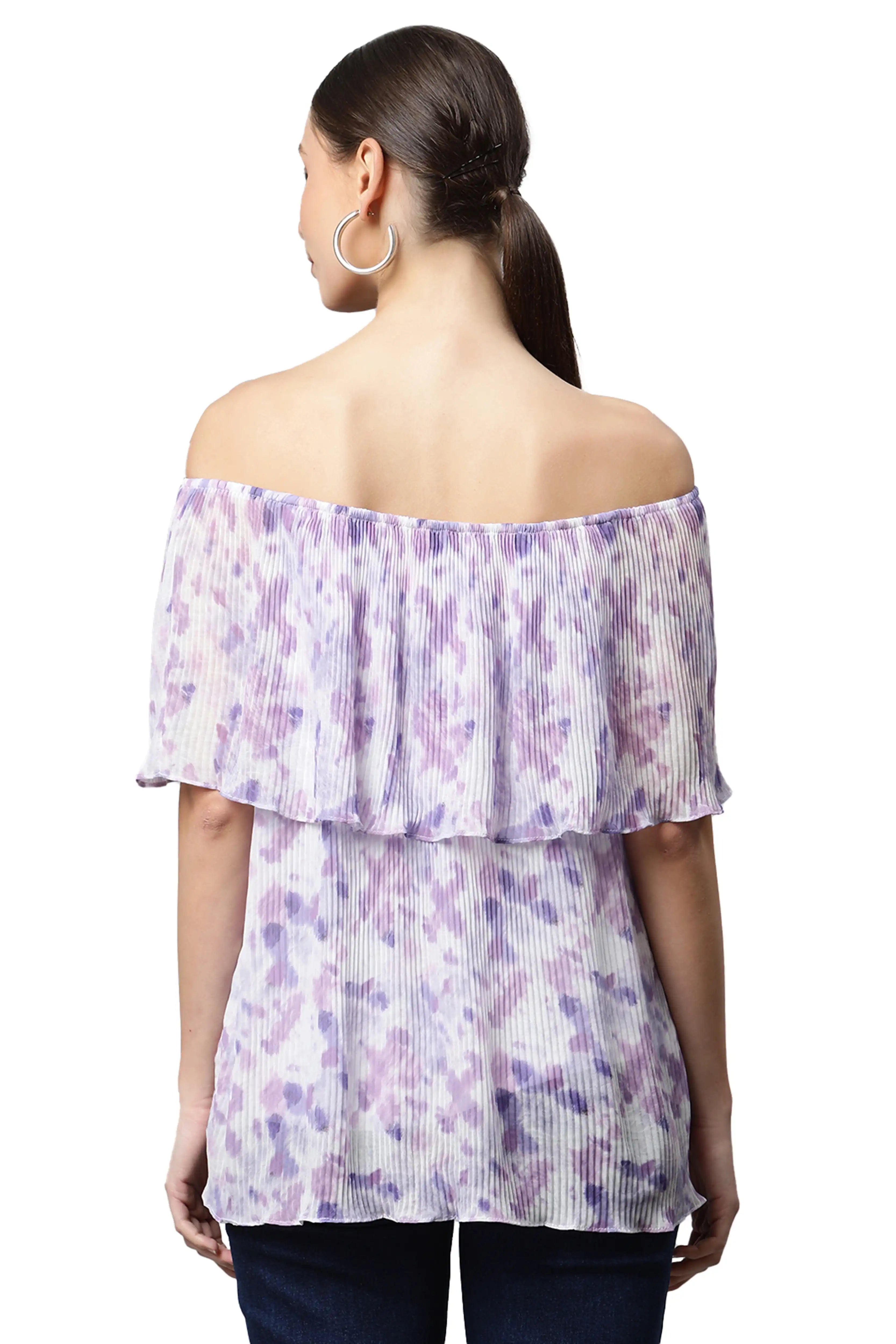 Printed A-Line Off Shoulder Top