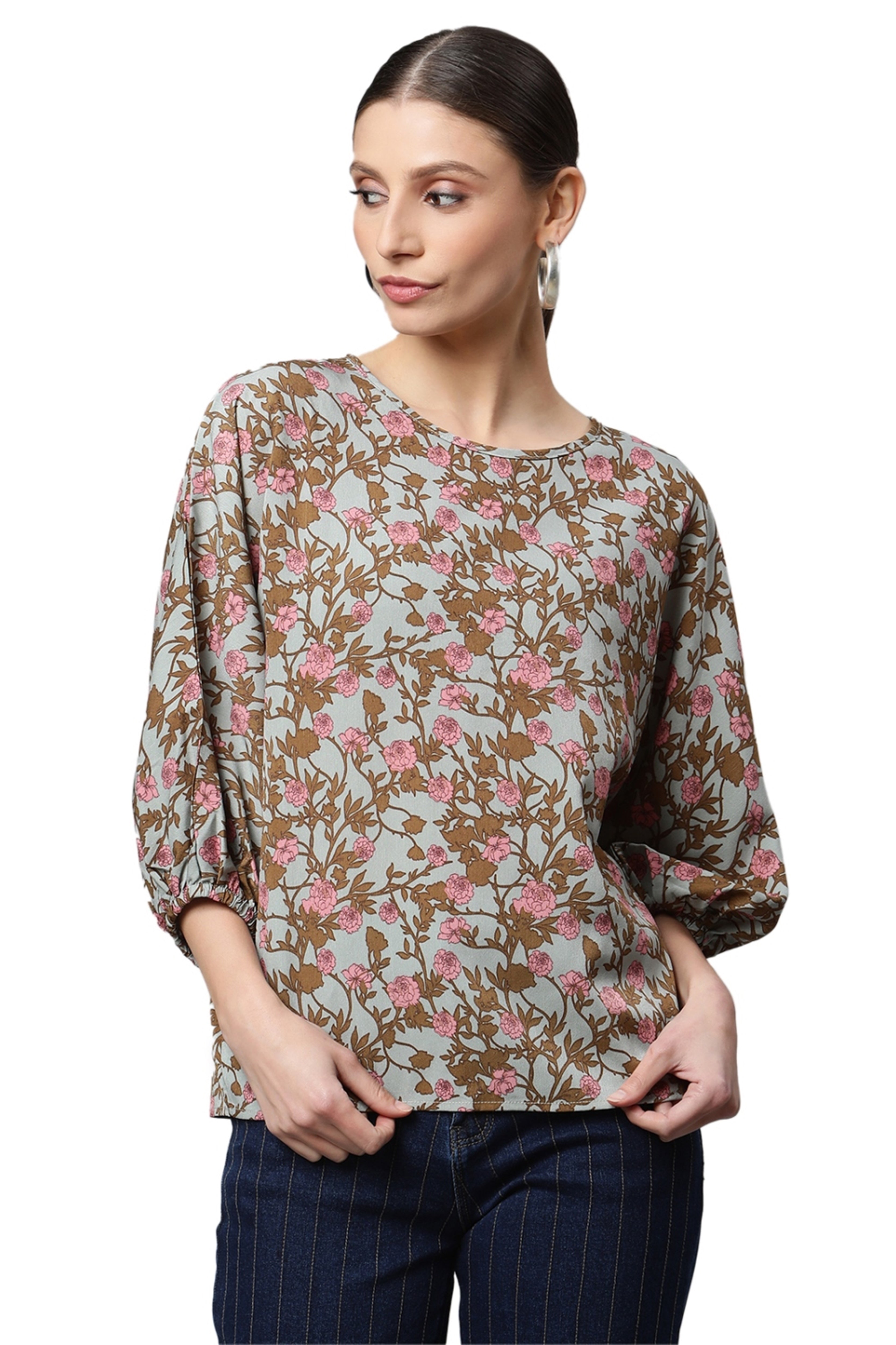 Regular Fit Floral Printed Top