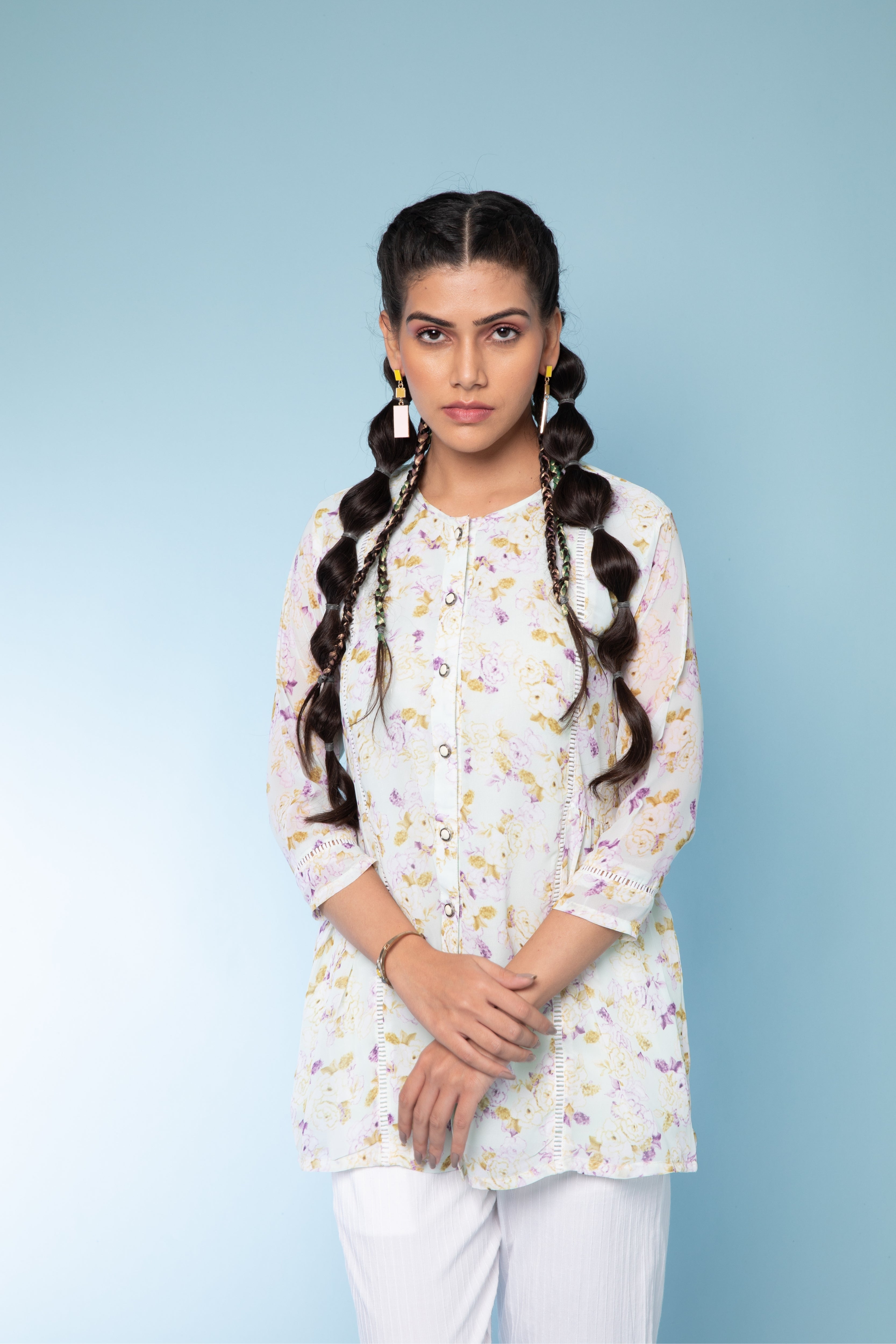 Light Green Printed Georgette Tunic