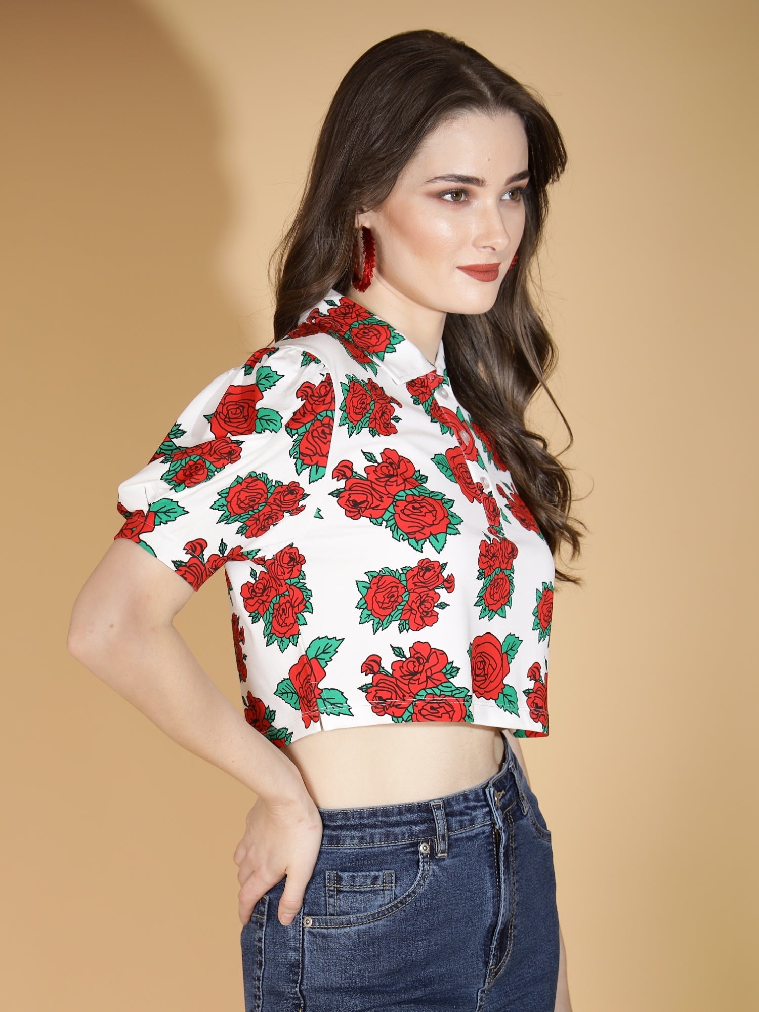 White Floral Cotton Crop Top - Global Republic