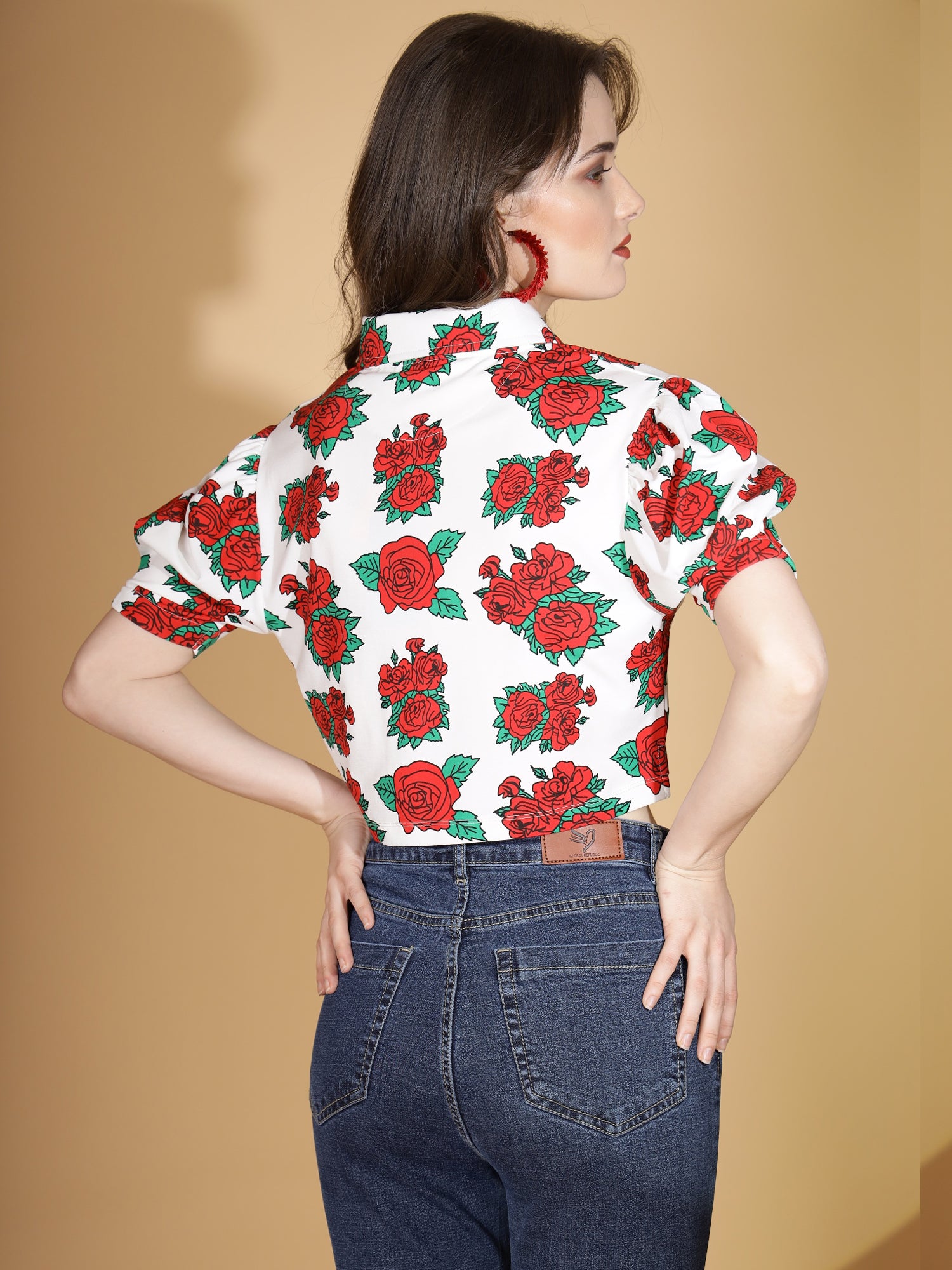 White Floral Cotton Crop Top - Global Republic
