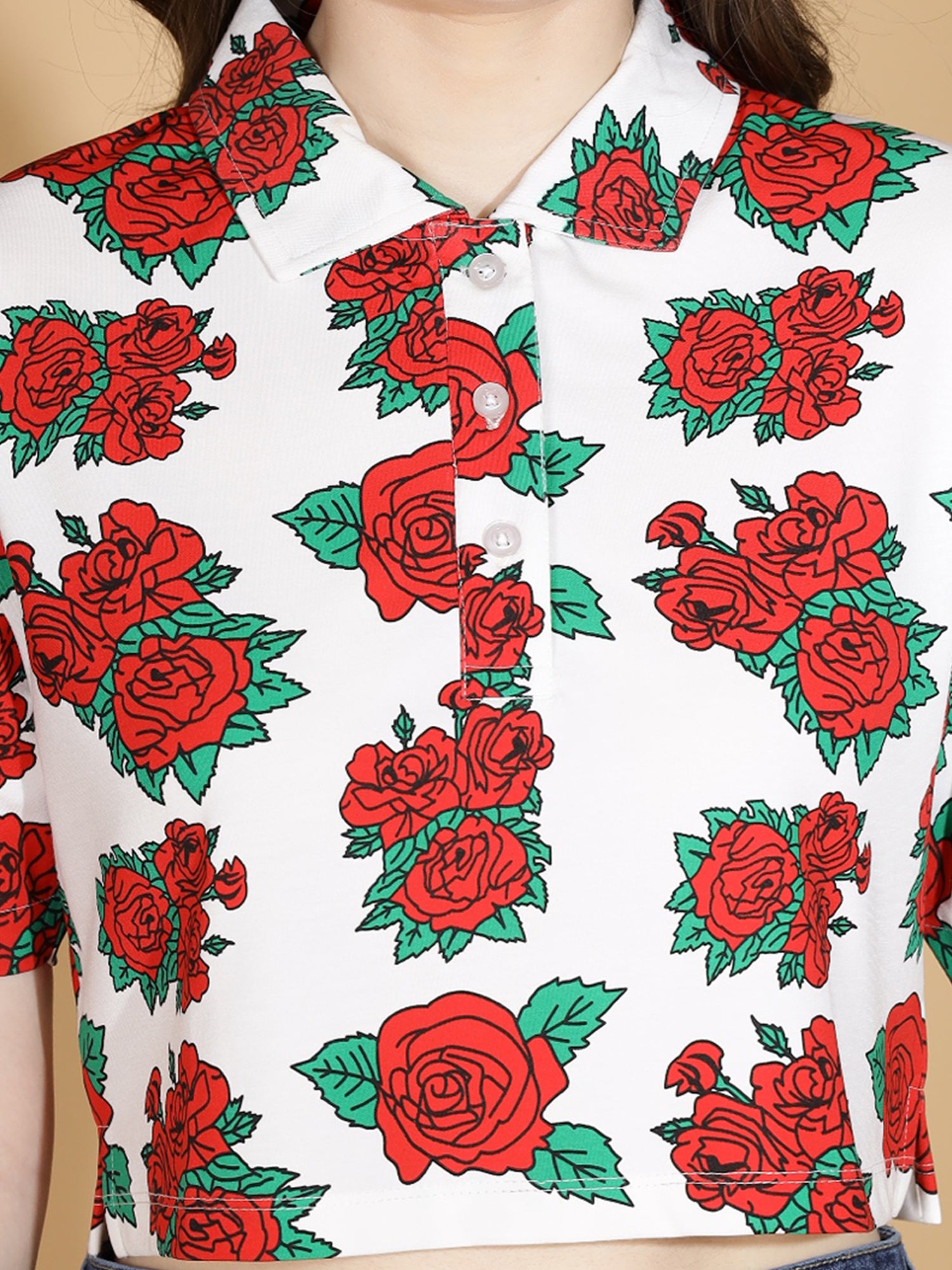 White Floral Cotton Crop Top - Global Republic