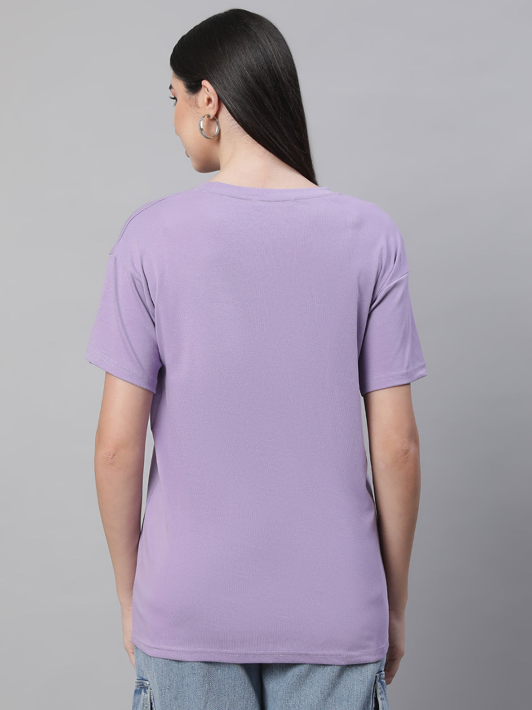 Purple Round Neck Printed Top - Global Republic
